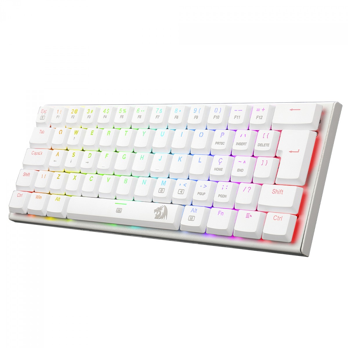 Teclado Mecânico Gamer Redragon Anivia Lunar White, RGB, Low-Profile, Switch Brown, ABNT2, Branco, K614W-RGB (PT-BROWN)