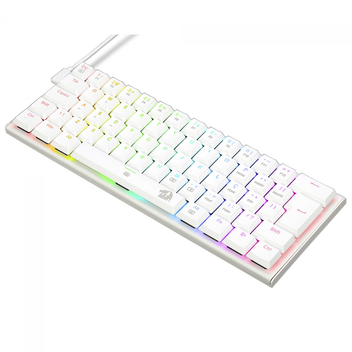 Teclado Mecânico Gamer Redragon Anivia Lunar White, RGB, Low-Profile, Switch Brown, ABNT2, Branco, K614W-RGB (PT-BROWN)
