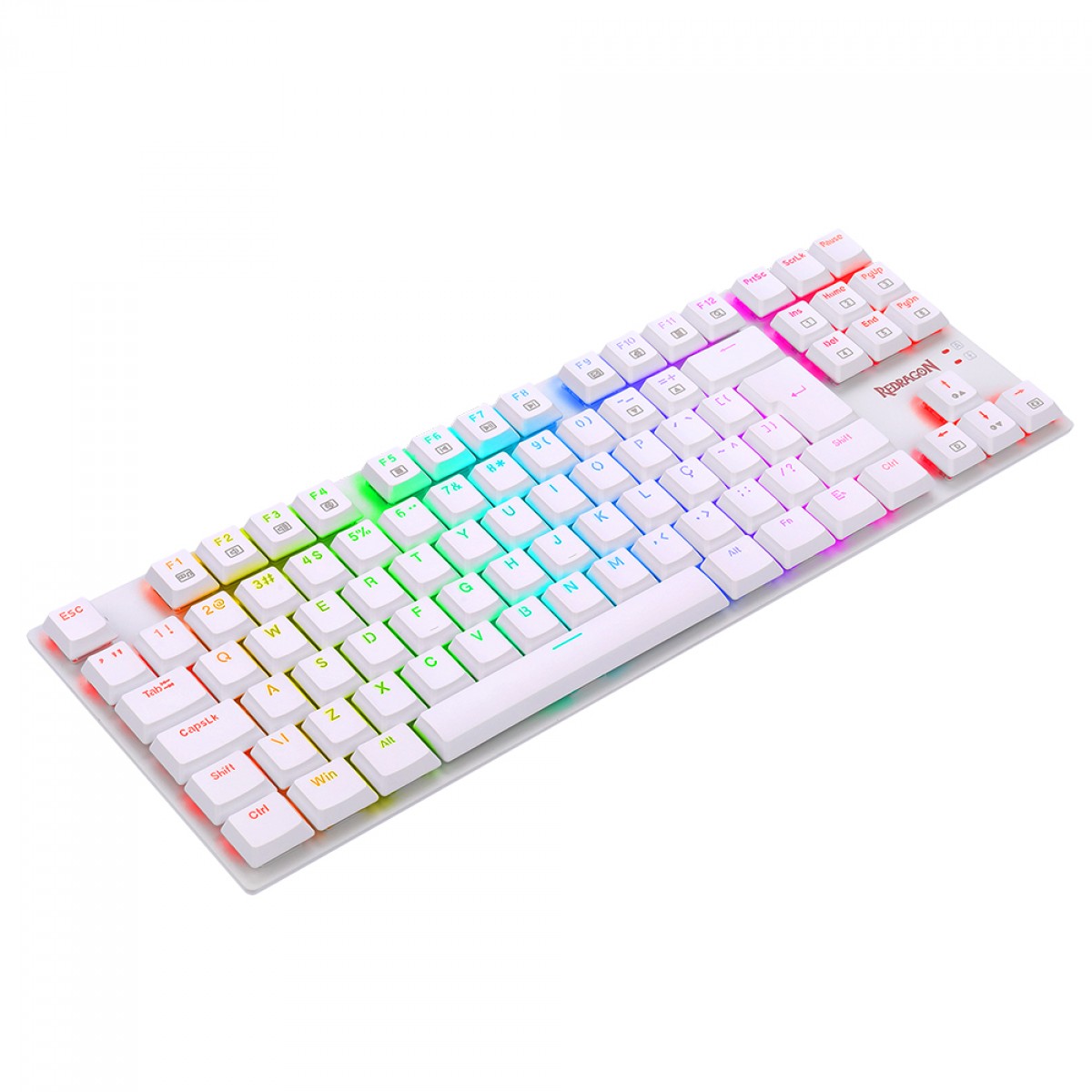 Teclado Mecânico Gamer Redragon APS, RGB, Switch Blue, TKL, White, K607W-RGB (PT-BLUE)