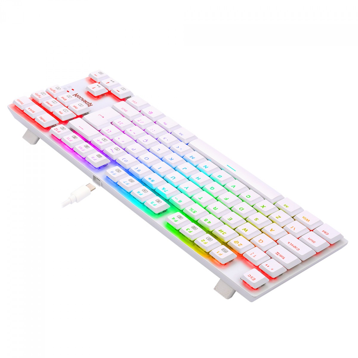Teclado Mecânico Gamer Redragon APS, RGB, Switch Blue, TKL, White, K607W-RGB (PT-BLUE)