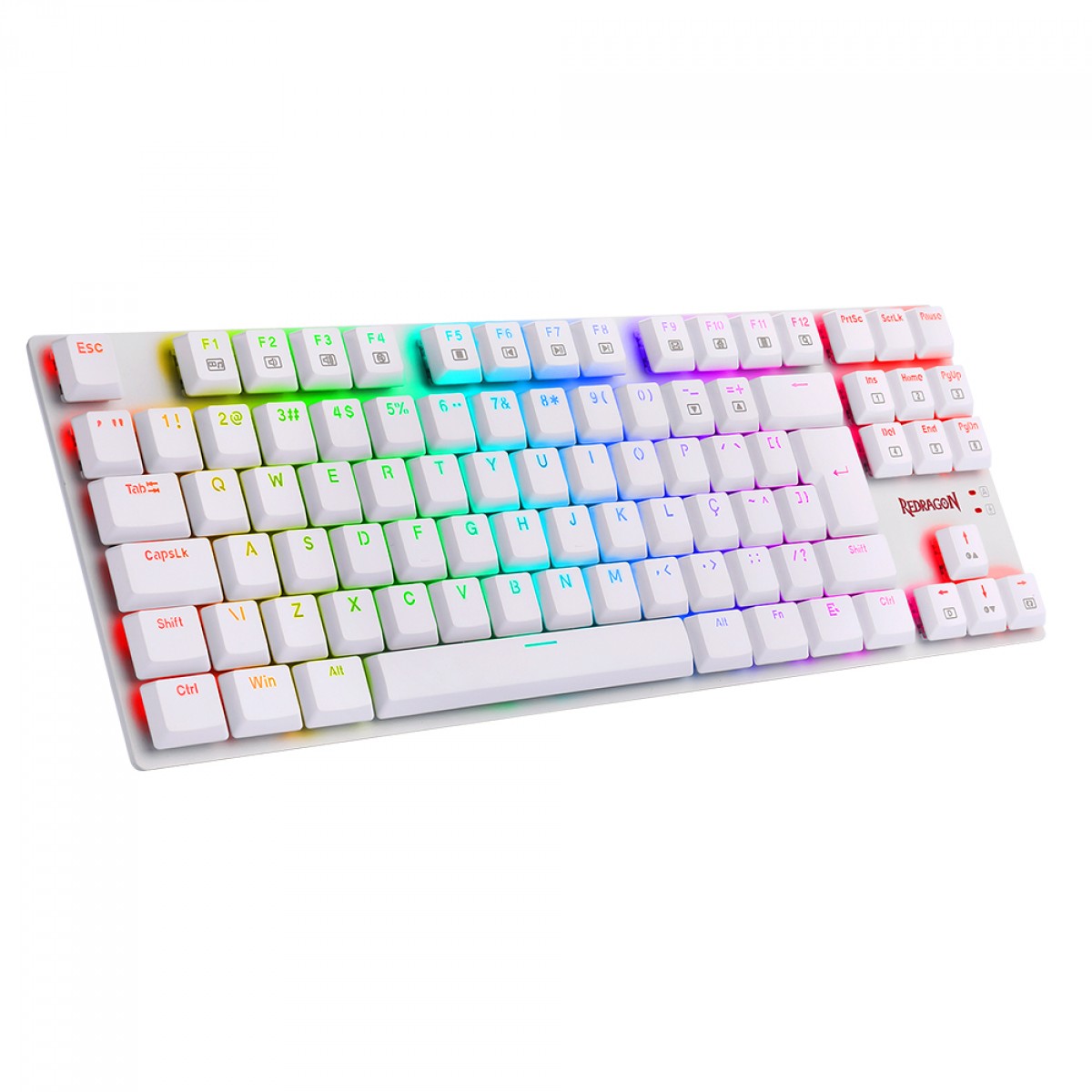 Teclado Mecânico Gamer Redragon APS, RGB, Switch Blue, TKL, White, K607W-RGB (PT-BLUE)
