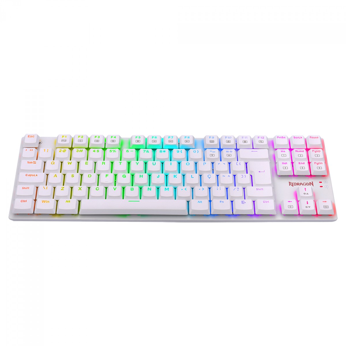 Teclado Mecânico Gamer Redragon APS, RGB, Switch Blue, TKL, White, K607W-RGB (PT-BLUE)