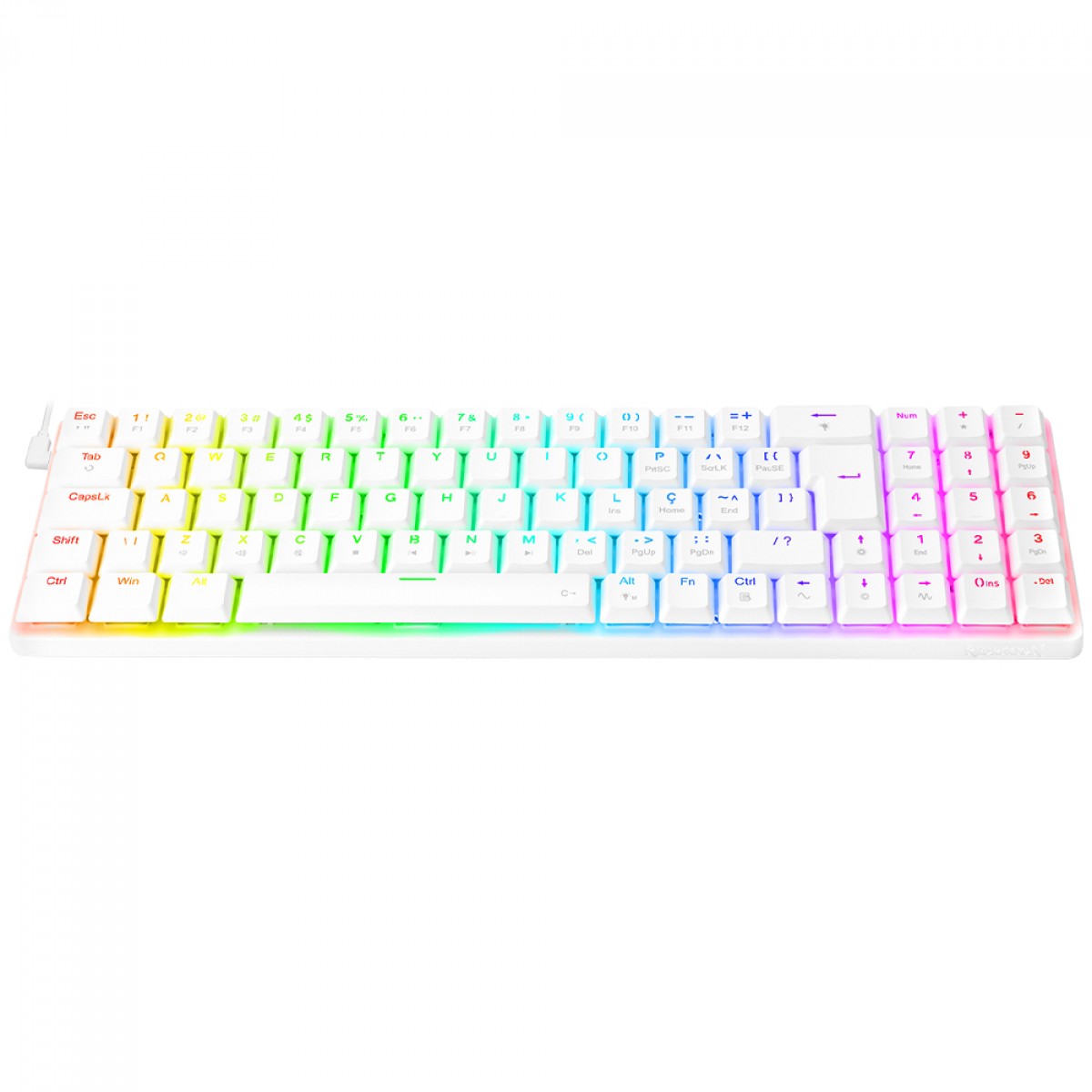 Teclado Mecânico Gamer Redragon Ashe Lunar White, RGB, Low-Profile, Switch Red, ABNT2, Branco, K626-KB-W (PT-RED)