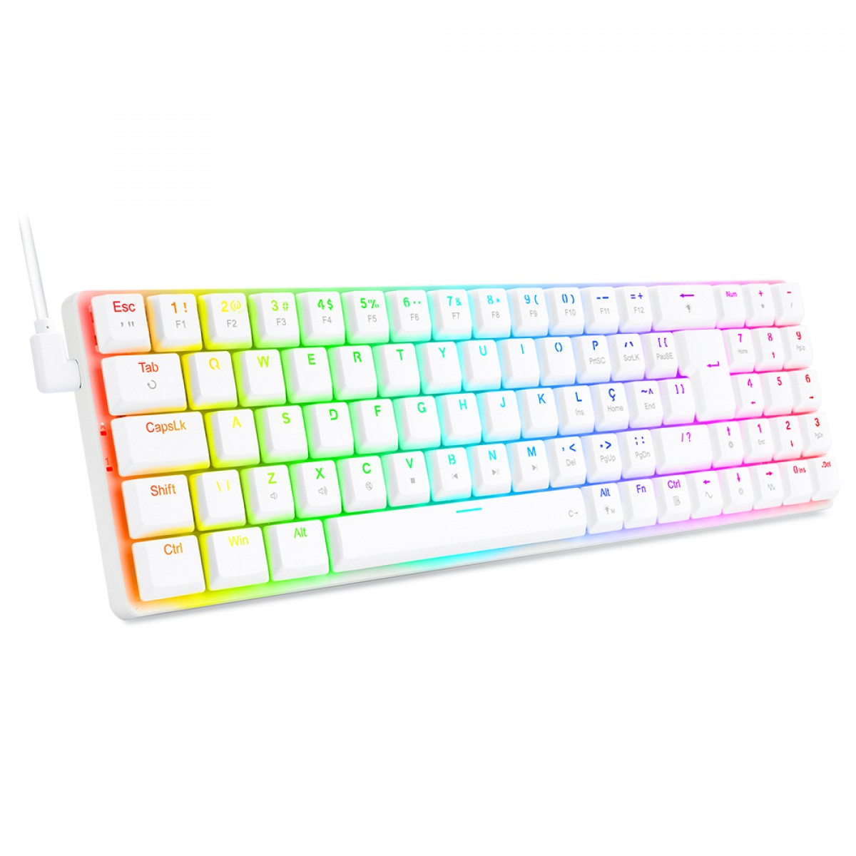 Teclado Mecânico Gamer Redragon Ashe Lunar White, RGB, Low-Profile, Switch Red, ABNT2, Branco, K626-KB-W (PT-RED)