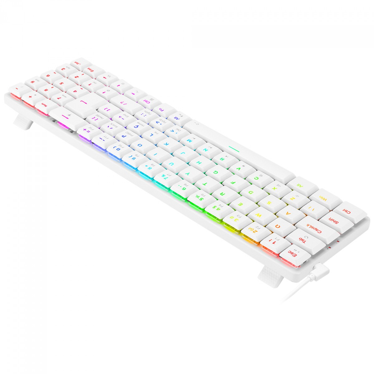 Teclado Mecânico Gamer Redragon Ashe Lunar White, RGB, Low-Profile, Switch Red, ABNT2, Branco, K626-KB-W (PT-RED)