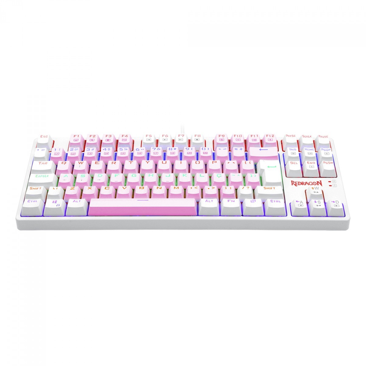 Teclado Mecânico Gamer Redragon Daksa Rainbow, Switch Blue Removíveis, ABNT2, Pink/White, K576PW-R PT-BLUE