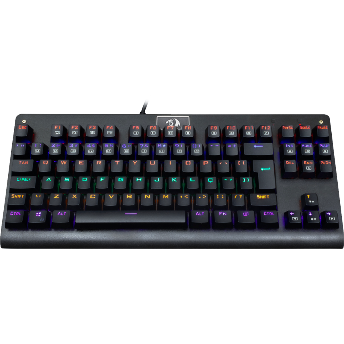 Teclado Mecânico Gamer Redragon Dark Avenger K568 Rainbow, Switch Brown, ABNT2, Black