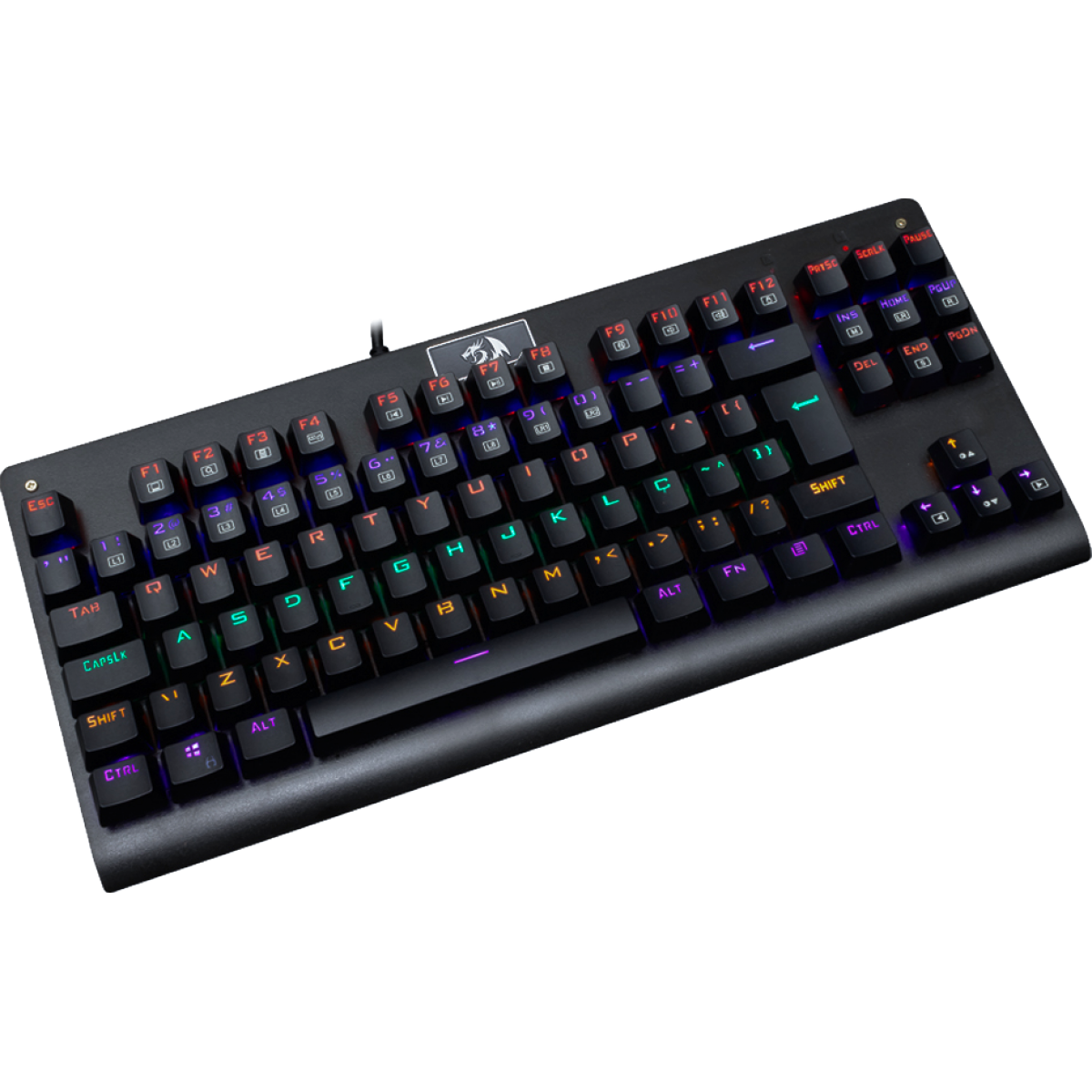 Teclado Mecânico Gamer Redragon Dark Avenger K568 Rainbow, Switch Brown, ABNT2, Black