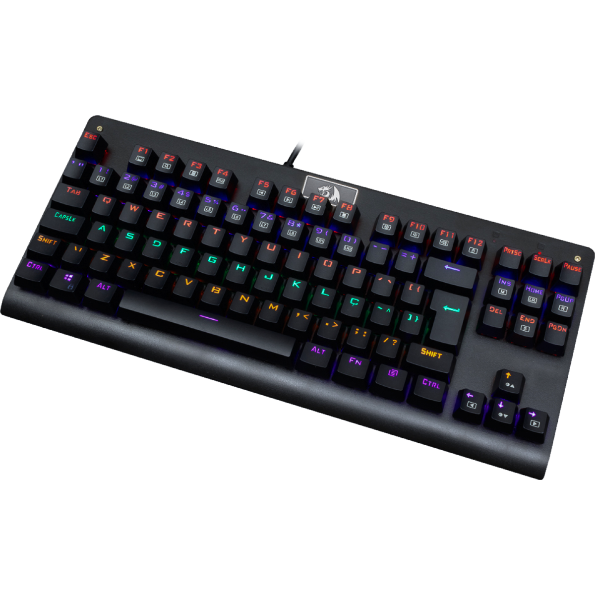 Teclado Mecânico Gamer Redragon Dark Avenger K568 Rainbow, Switch Brown, ABNT2, Black