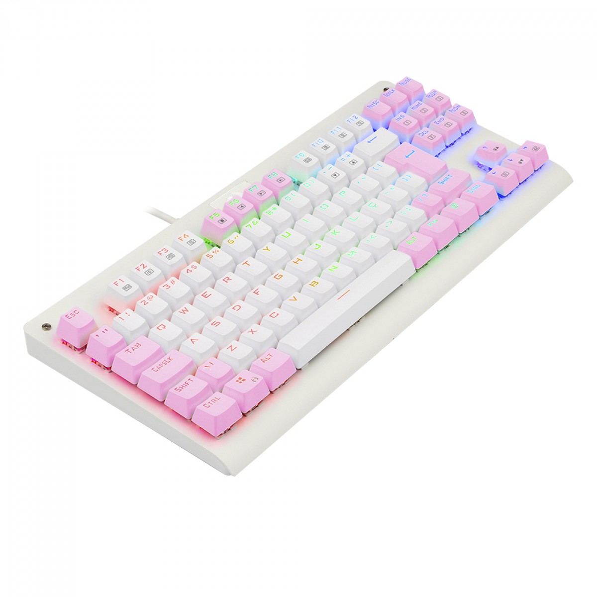 Teclado Mecânico Gamer Redragon Dark Avenger, RGB, Switch Blue, ABNT2, TKL, White/Pink, K568WP-RGB (PT-BLUE)