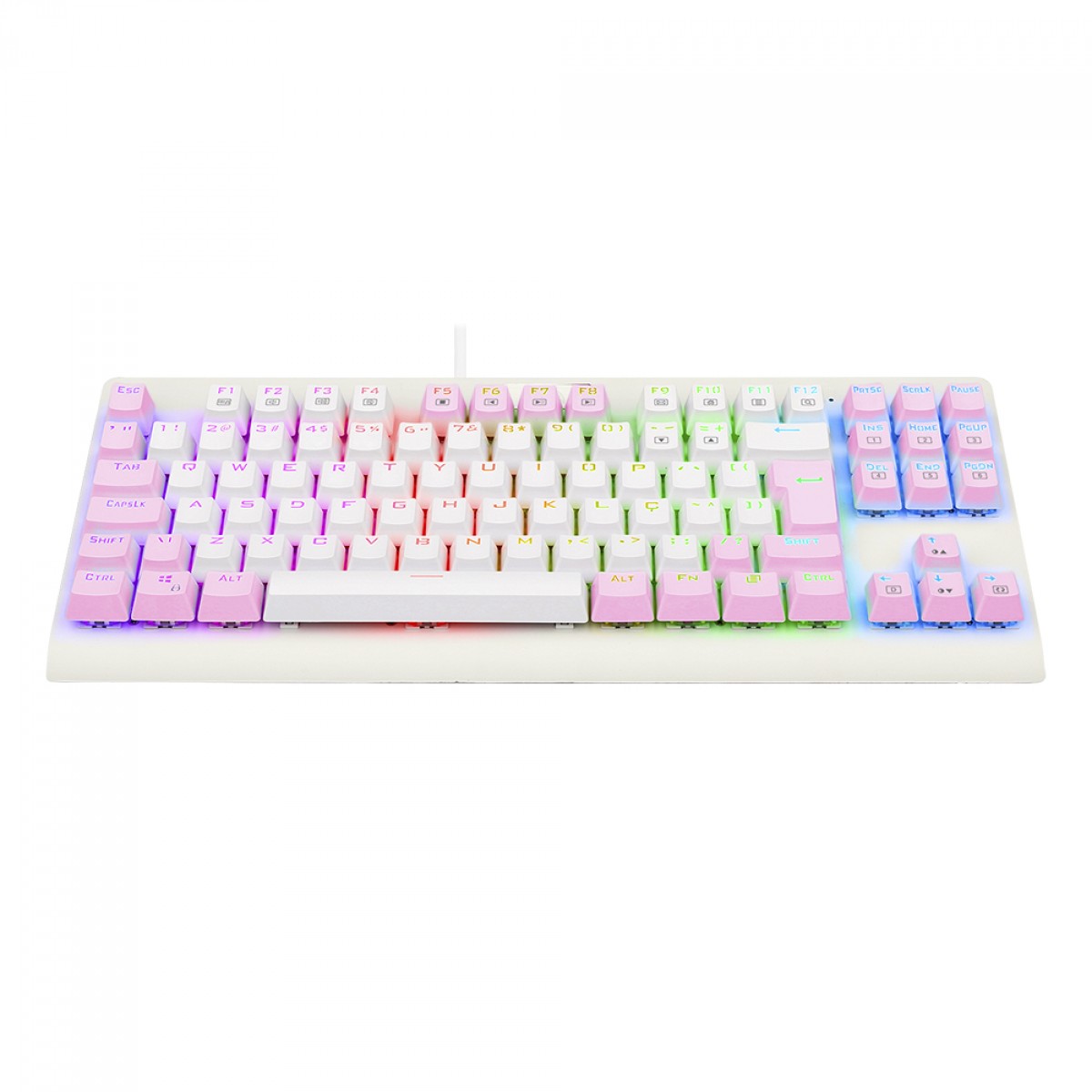 Teclado Mecânico Gamer Redragon Dark Avenger, RGB, Switch Blue, ABNT2, TKL, White/Pink, K568WP-RGB (PT-BLUE)