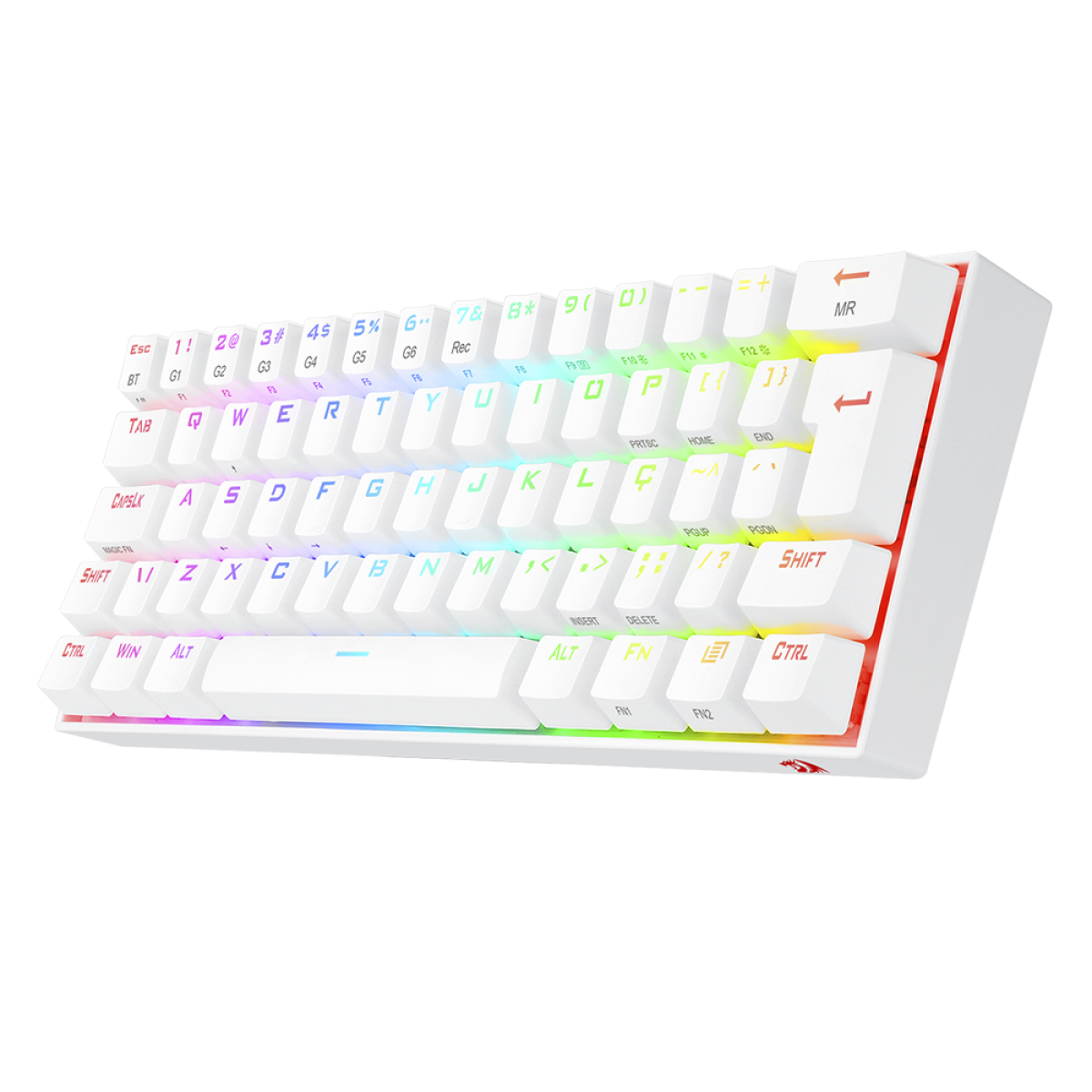Teclado Mecânico Gamer Redragon Draconic Lunar, RGB, 60%, Switch Blue. ABNT, Bluetooth, White, K530W-RGB-PRO (PT-BLUE)
