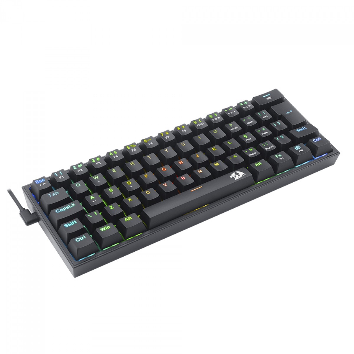 Teclado Mecânico Gamer Redragon Fizz, RGB, Switch Brown, ABNT2, Black, K617-RGB-B (PT-BROWN)