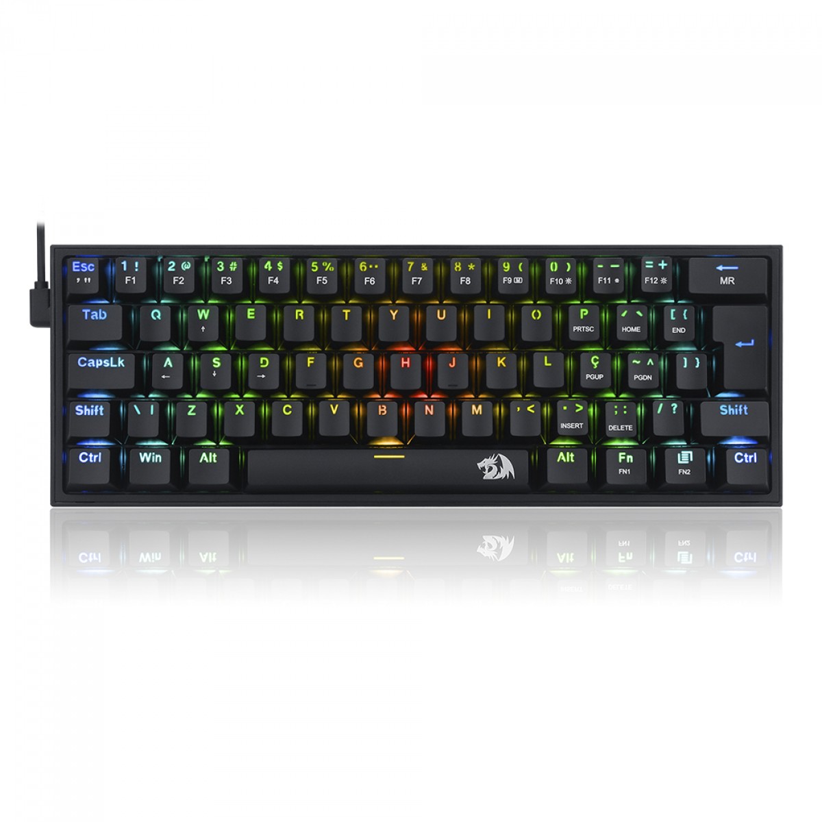 Teclado Mecânico Gamer Redragon Fizz, RGB, Switch Brown, ABNT2, Black, K617-RGB-B (PT-BROWN)