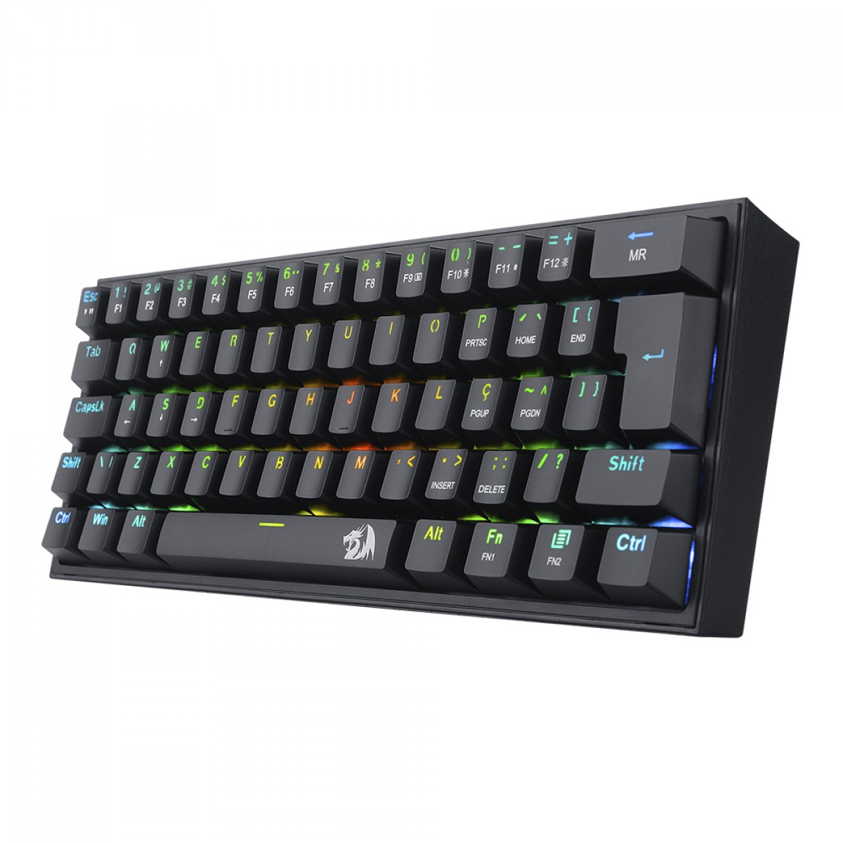Teclado Mecânico Gamer Redragon Fizz, RGB, Switch Brown, ABNT2, Black, K617-RGB-B (PT-BROWN)