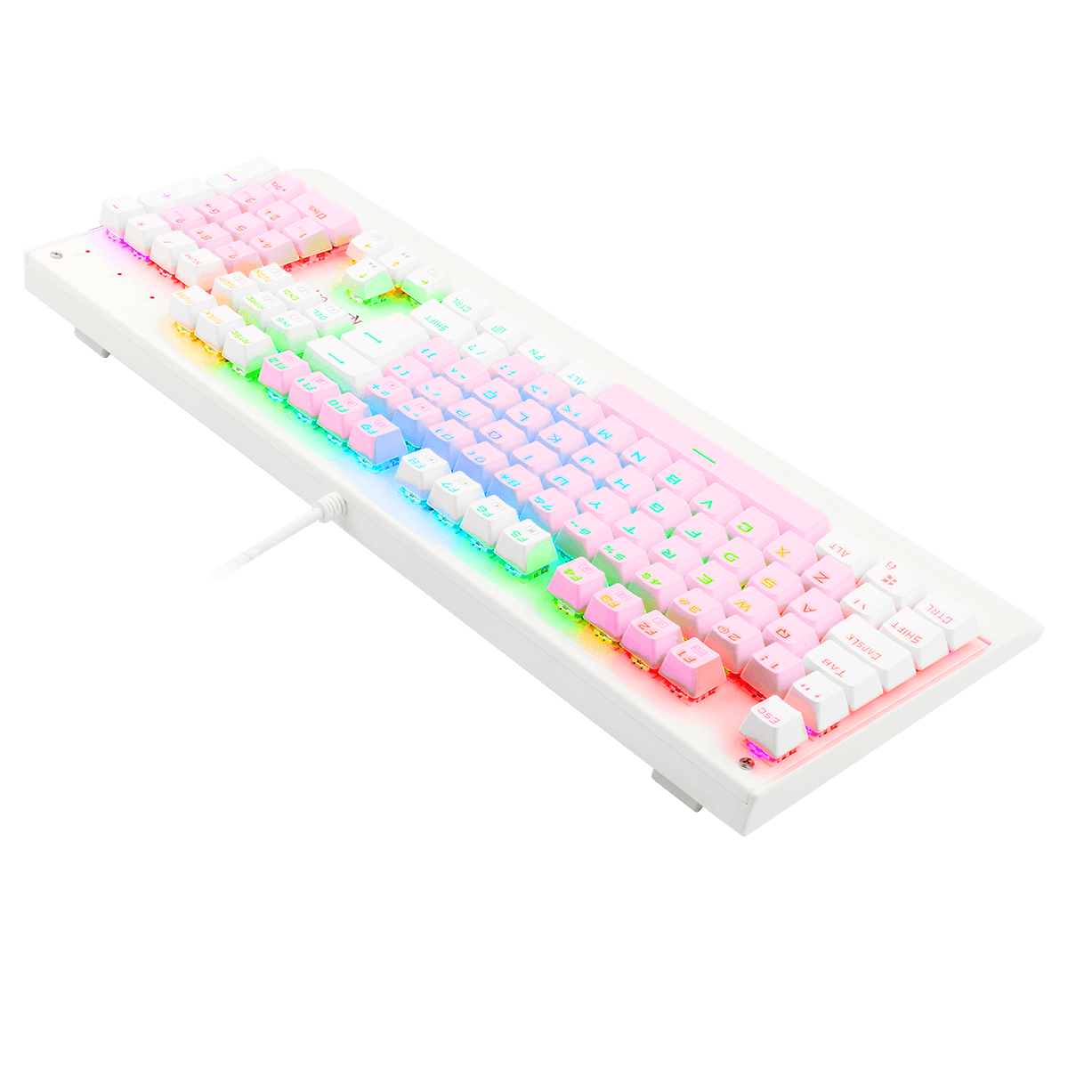 Teclado Mecânico Gamer Redragon Kala RGB, Pink e Branco, Switch Blue, ABNT2, Full-Size, K557PW-RGB