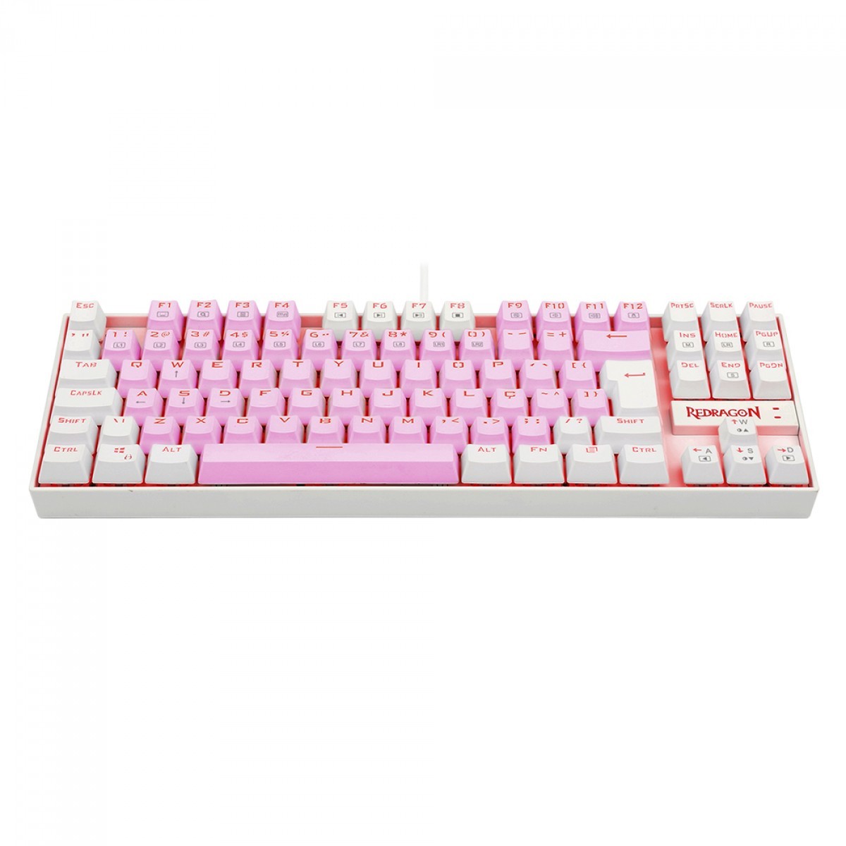 Teclado Mecânico Gamer Redragon Kumara, Switch Blue, LED Red, ABNT2, Pink/White, K552PW PT-BLUE