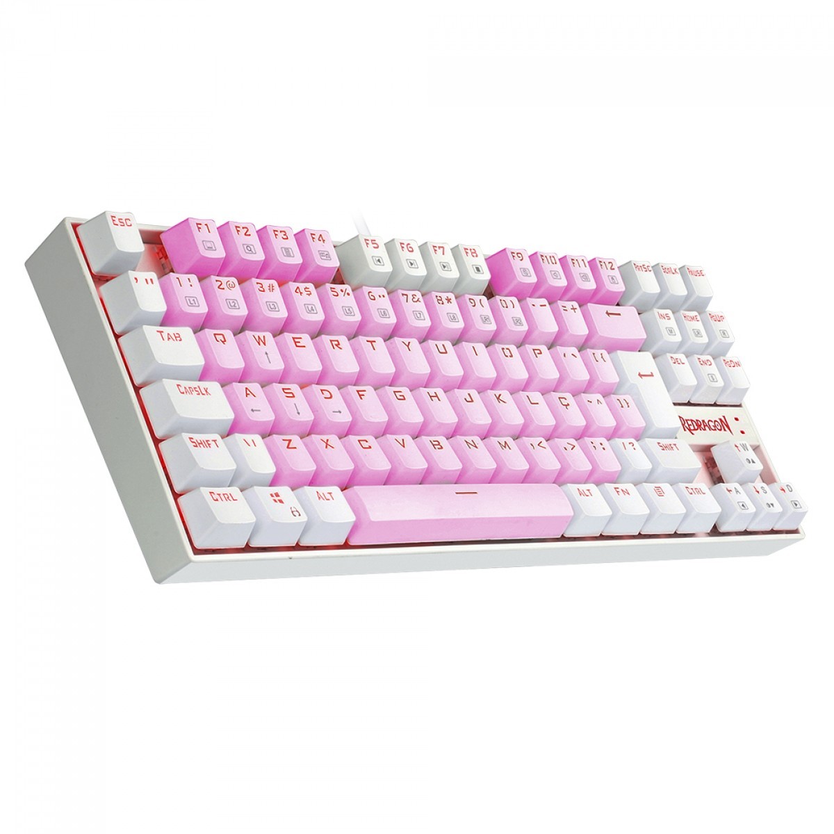Teclado Mecânico Gamer Redragon Kumara, Switch Blue, LED Red, ABNT2, Pink/White, K552PW PT-BLUE