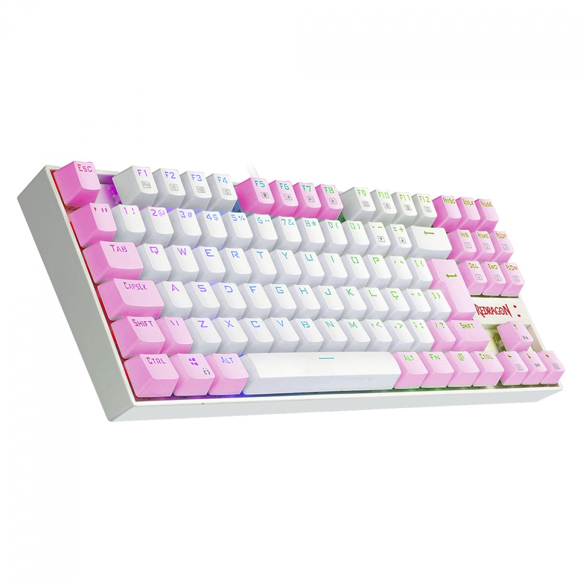 Teclado Mecânico Gamer Redragon Kumara, Switch Blue, RGB, ABNT2, White/Pink, K552WP-RGB PT-BLUE