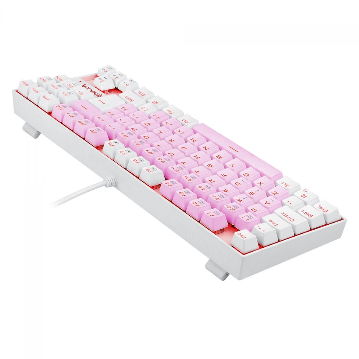 Teclado Mecânico Gamer Redragon Kumara, Switch Brown, LED Red, ABNT2, Pink/White, K552PW PT-BROWN