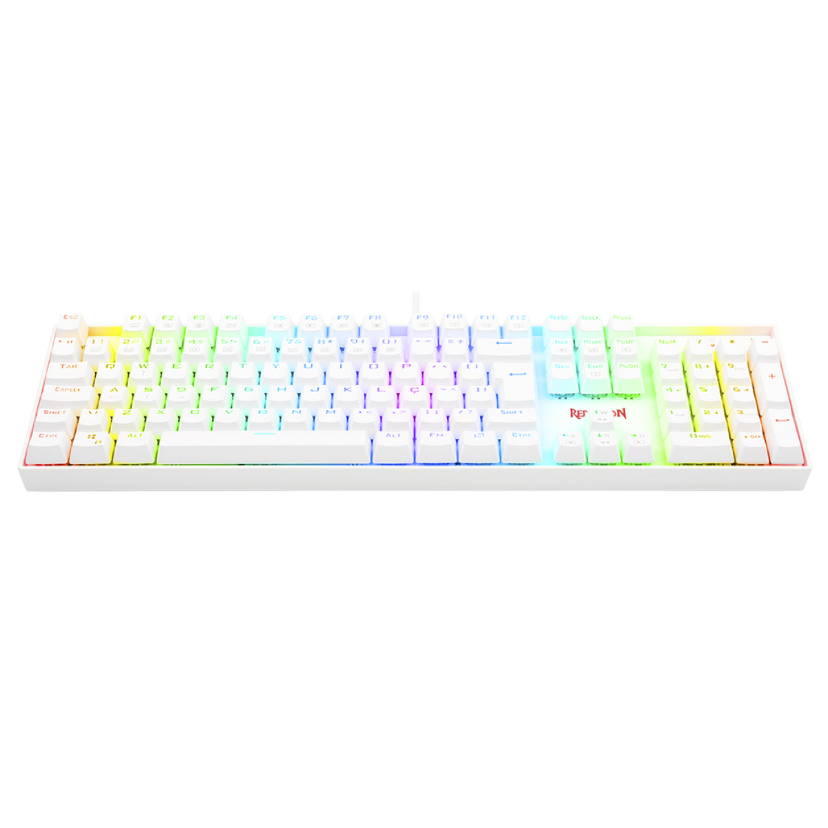 Teclado Mecânico Gamer Redragon Mitra Lunar K551W, RGB, Switch Red, ABNT2, White, K551W-RGB (PT-RED)