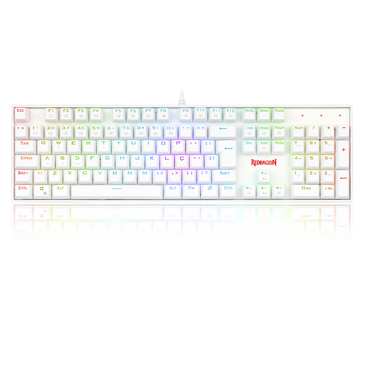 Teclado Mecânico Gamer Redragon Mitra Lunar K551W, RGB, Switch Red, ABNT2, White, K551W-RGB (PT-RED)