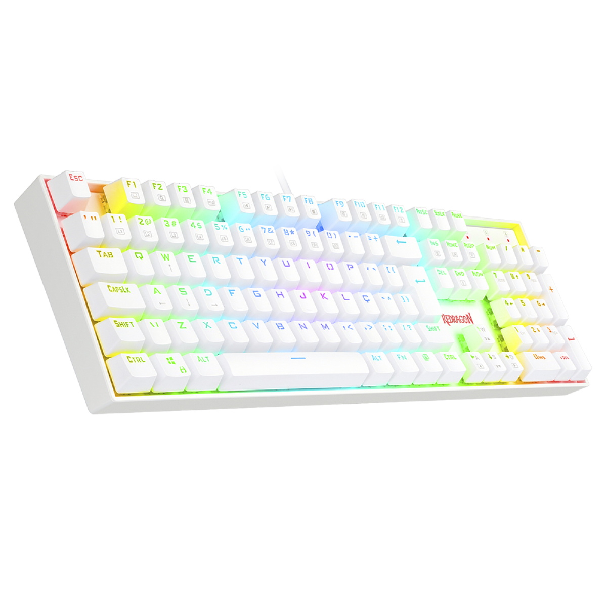 Teclado Mecânico Gamer Redragon Mitra Lunar K551W, RGB, Switch Red, ABNT2, White, K551W-RGB (PT-RED)