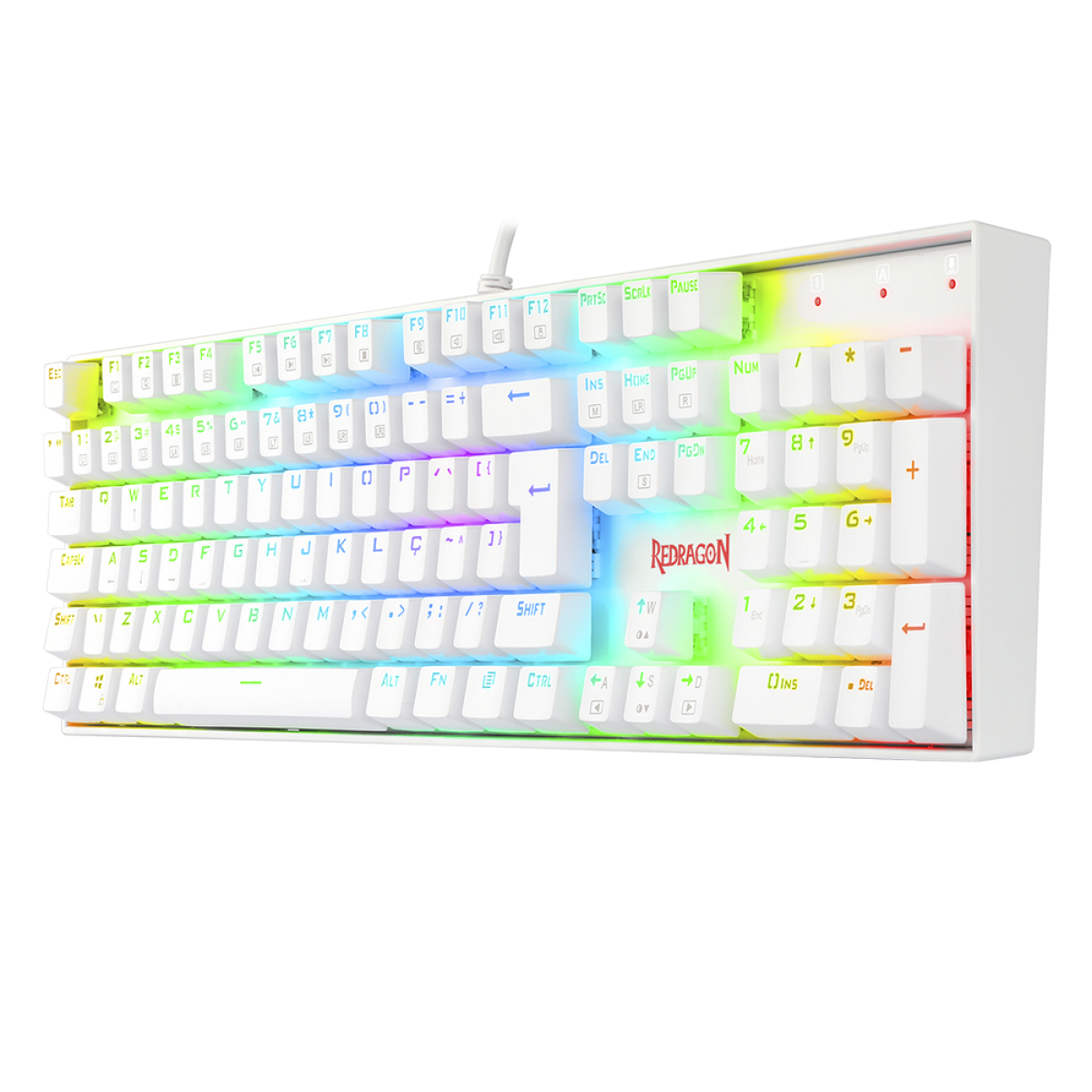 Teclado Mecânico Gamer Redragon Mitra Lunar K551W, RGB, Switch Red, ABNT2, White, K551W-RGB (PT-RED)
