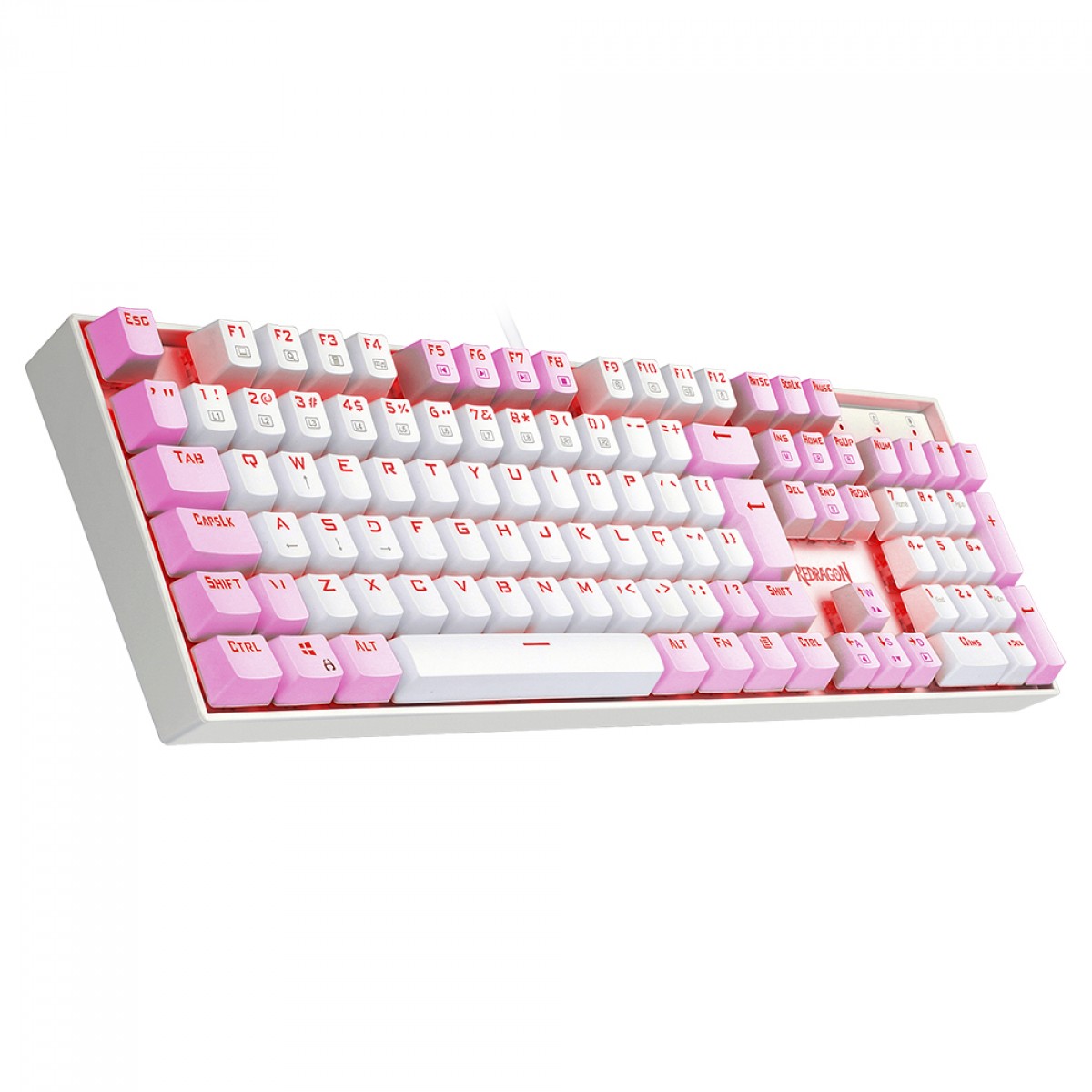 Teclado Mecânico Gamer Redragon Mitra, Switch Blue, ABNT2, LED Red, White/Pink, K551WP (PT-Blue)