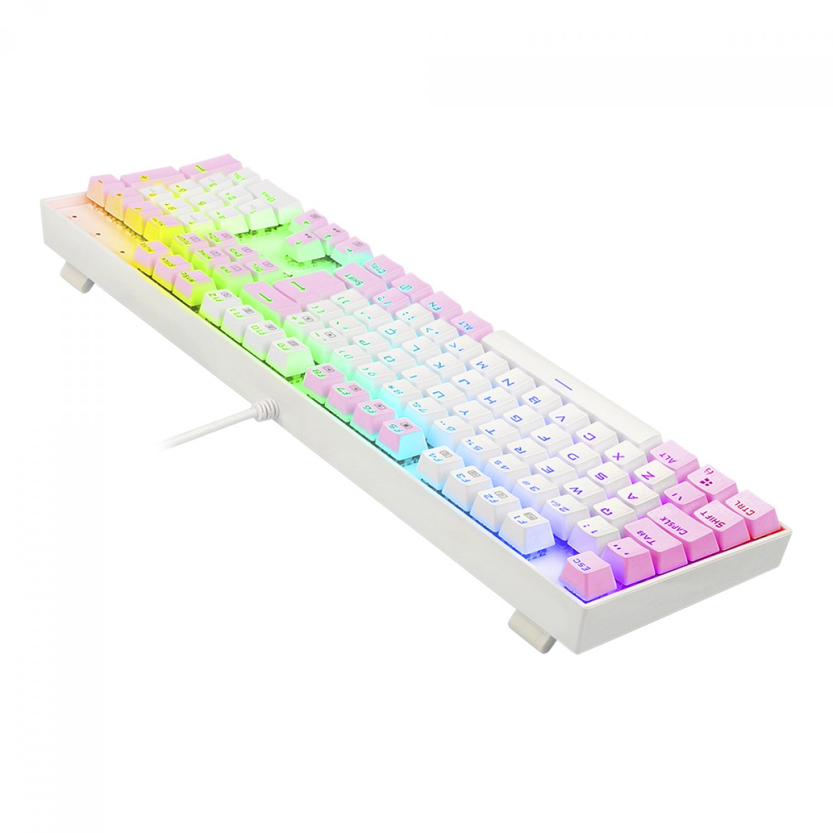 Teclado Mecânico Gamer Redragon Mitra, Switch Blue, ABNT2, RGB, White/Pink, K551WP-RGB (PT-Blue)