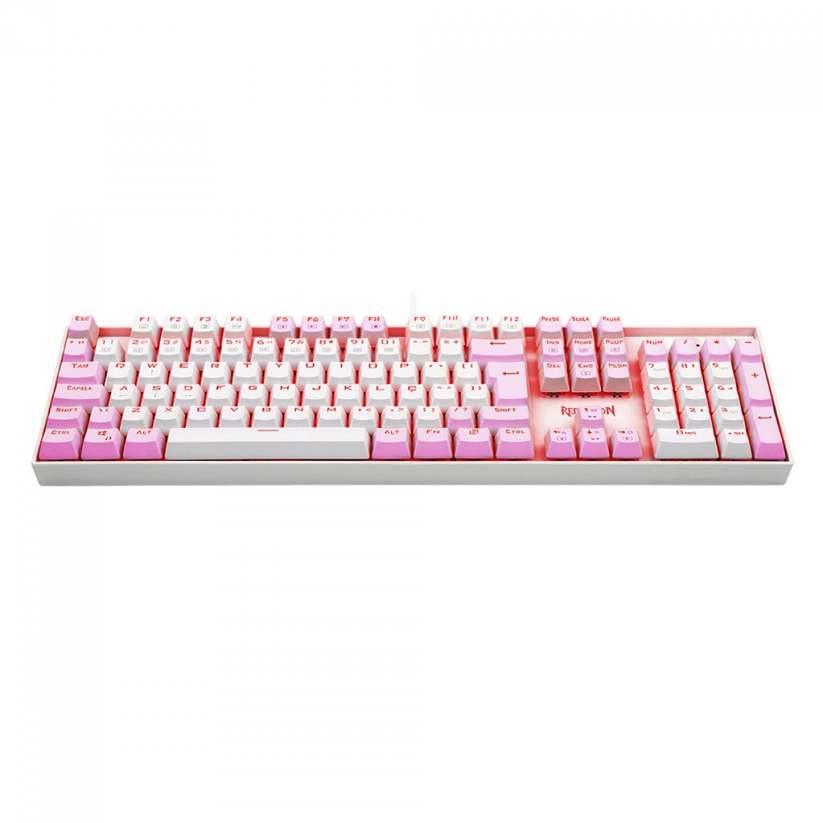 Teclado Mecânico Gamer Redragon Mitra, Switch Brown, ABNT2, LED Red, White/Pink, K551WP (PT-BROWN)
