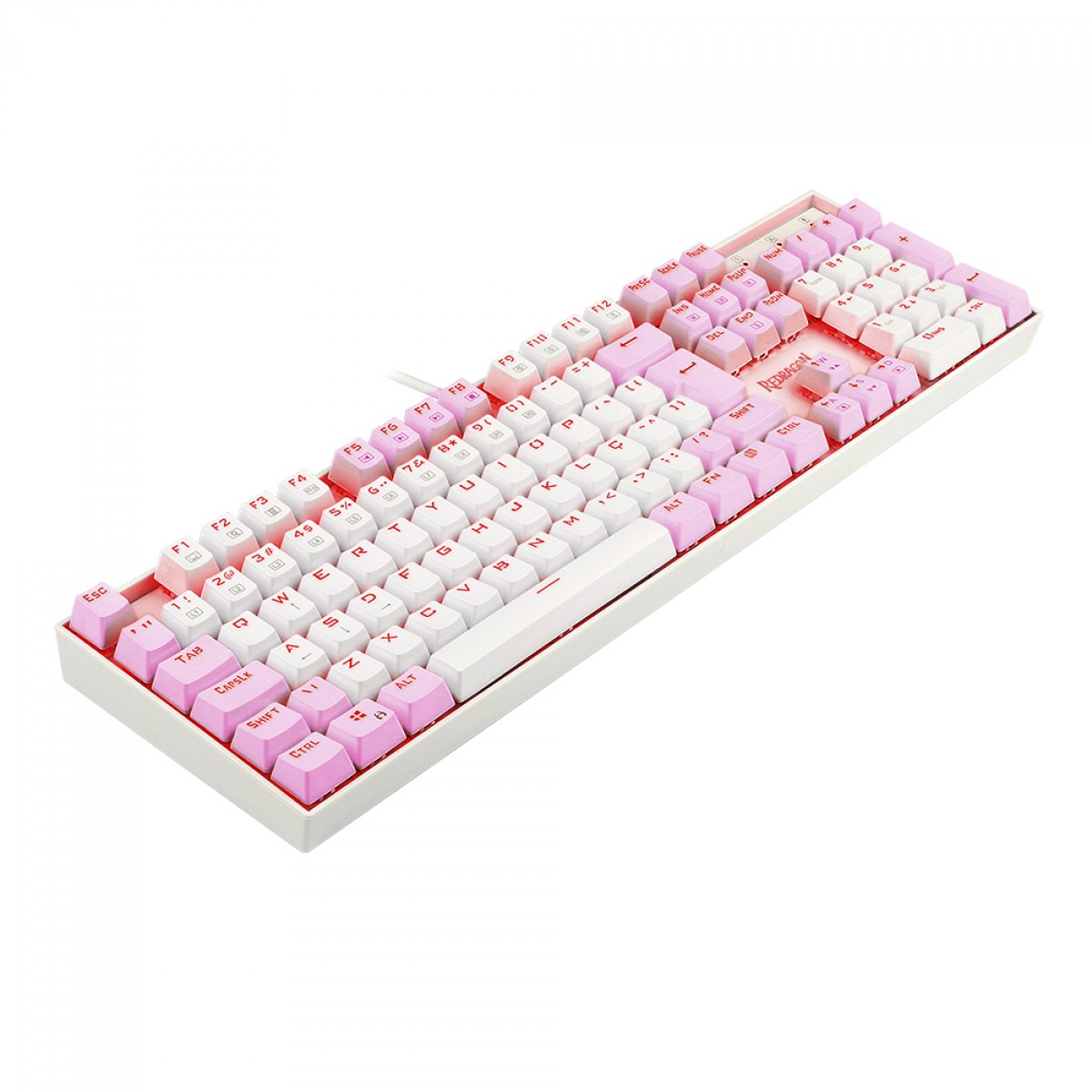 Teclado Mecânico Gamer Redragon Mitra, Switch Brown, ABNT2, LED Red, White/Pink, K551WP (PT-BROWN)