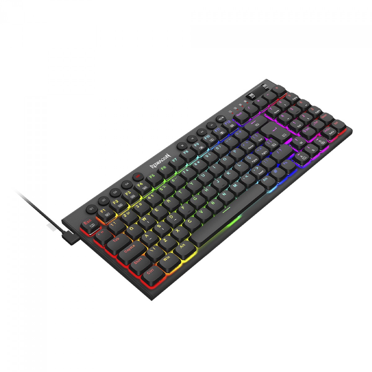 Teclado Mecânico Gamer Redragon Sion, RGB, Low-Profile, Switch Brown, ABNT2, Preto, K653-RGB (PT-BROWN)