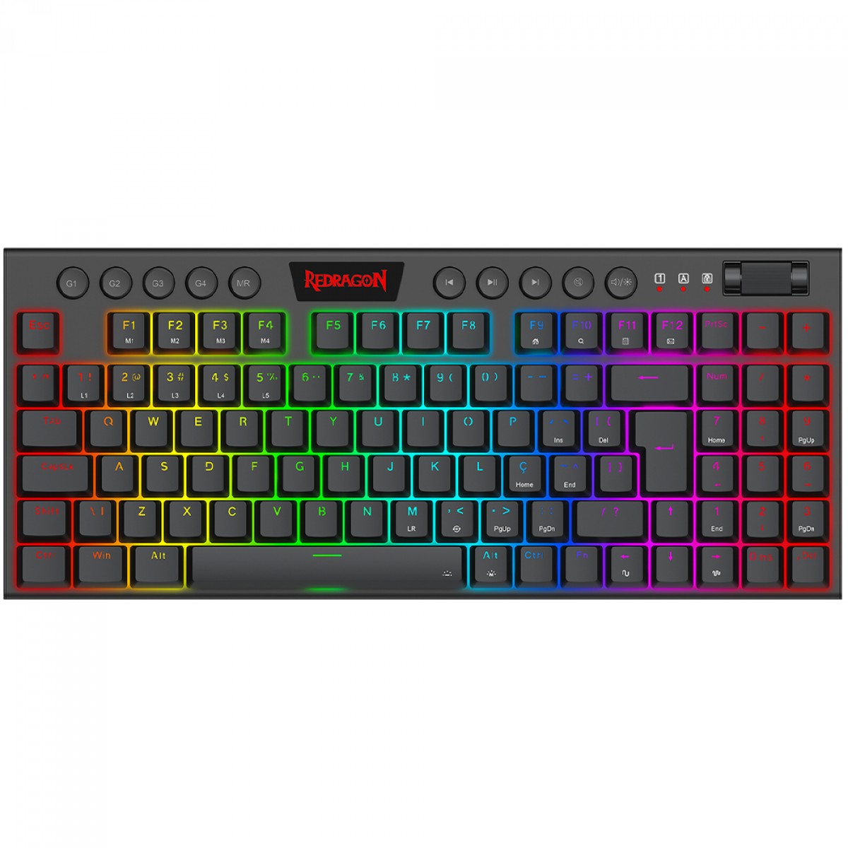 Teclado Mecânico Gamer Redragon Yi, Low-Profile, RGB, Switch Brown, 96%, ABNT2, Black, K625P-KB (PT-BROWN) - Open Box