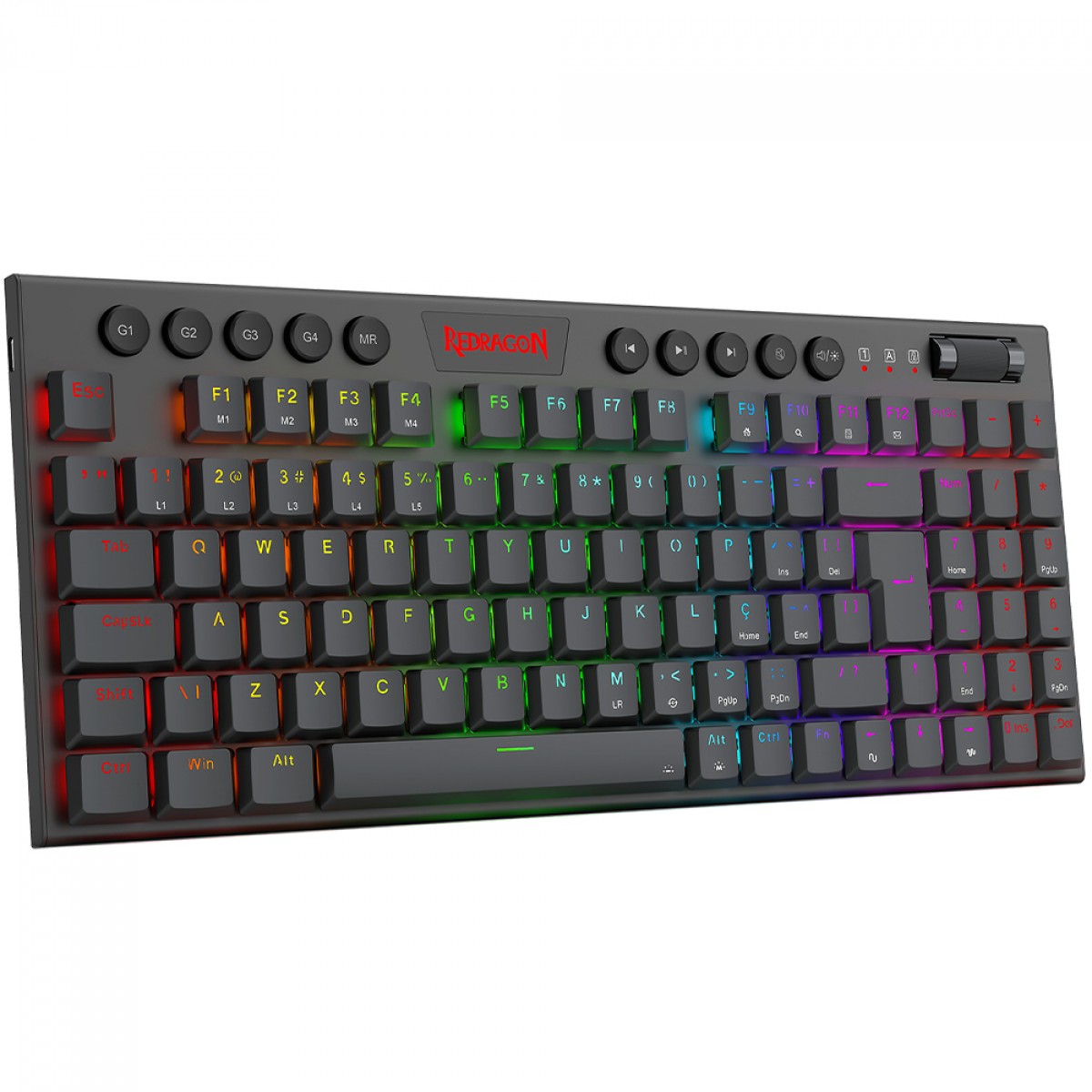 Teclado Mecânico Gamer Redragon Yi, Low-Profile, RGB, Switch Brown, 96%, ABNT2, Black, K625P-KB (PT-BROWN) - Open Box