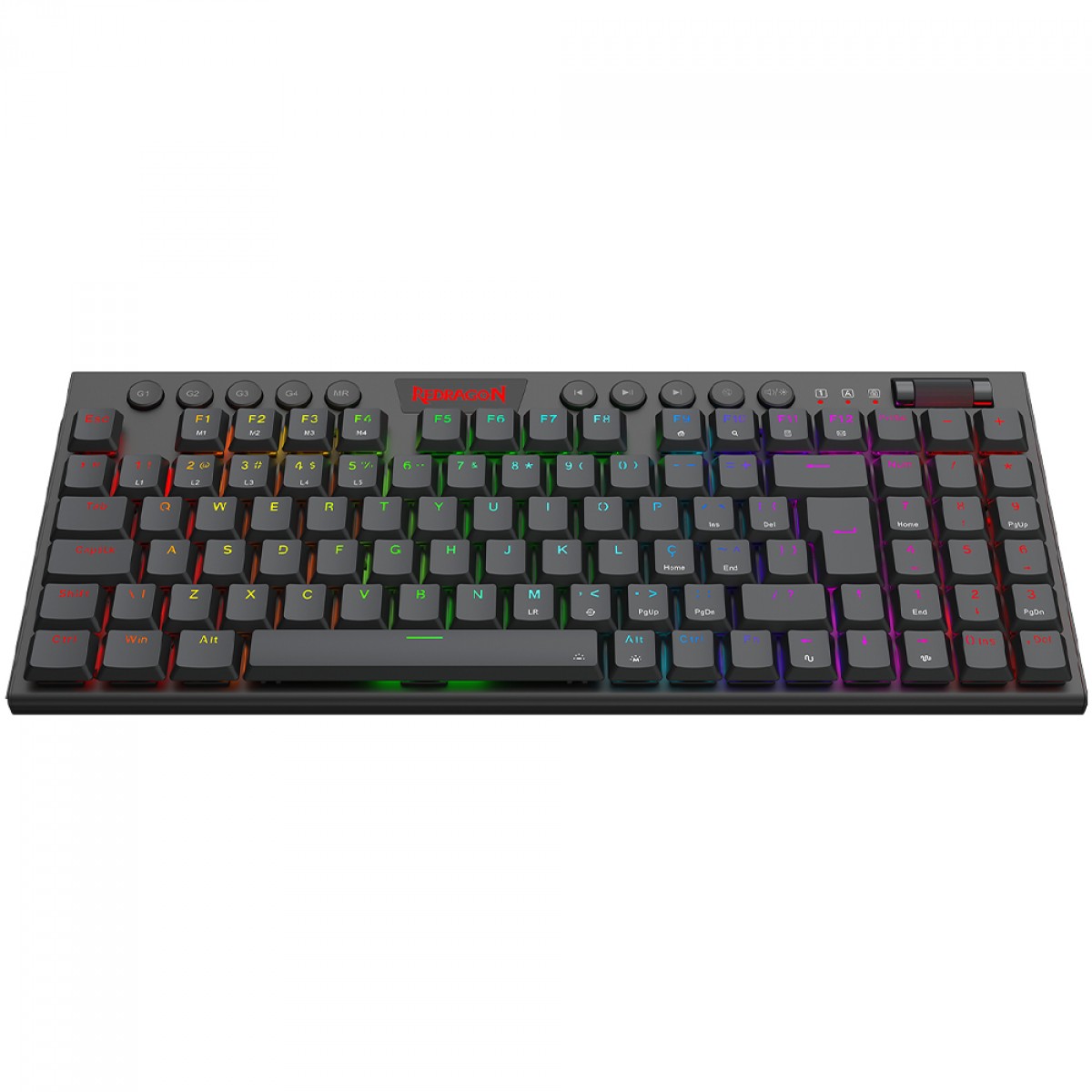 Teclado Mecânico Gamer Redragon Yi, Low-Profile, RGB, Switch Brown, 96%, ABNT2, Black, K625P-KB (PT-BROWN) - Open Box