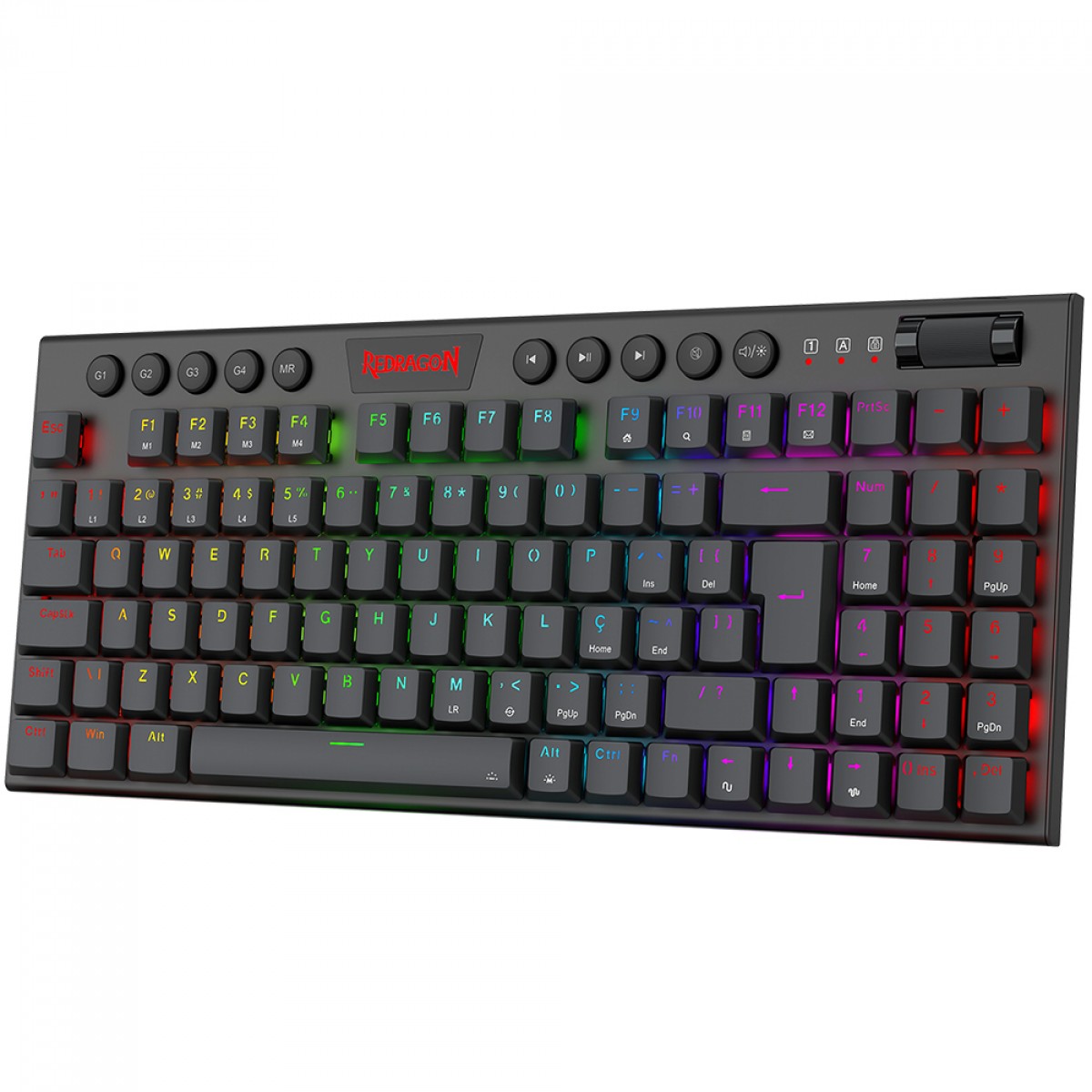 Teclado Mecânico Gamer Redragon Yi, Low-Profile, RGB, Switch Brown, 96%, ABNT2, Black, K625P-KB (PT-BROWN) - Open Box