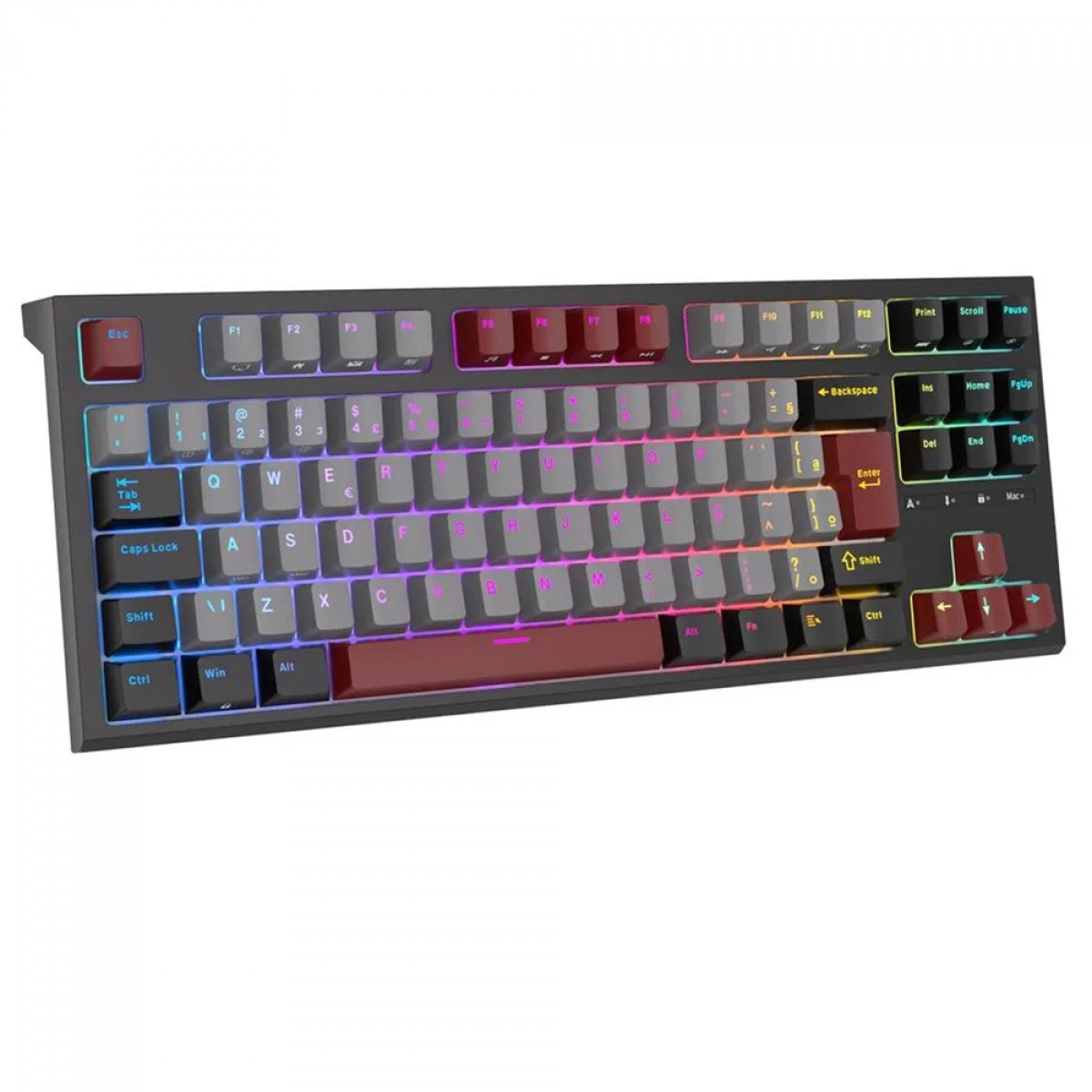 Teclado Mecânico Gamer Royal Kludge R87, RGB, ABNT2, Switch RED, TKL, Preto e Cinza