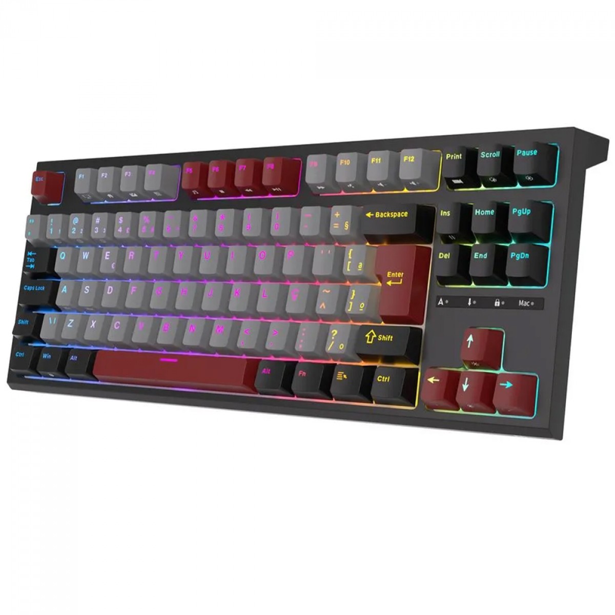 Teclado Mecânico Gamer Royal Kludge R87, RGB, ABNT2, Switch RED, TKL, Preto e Cinza