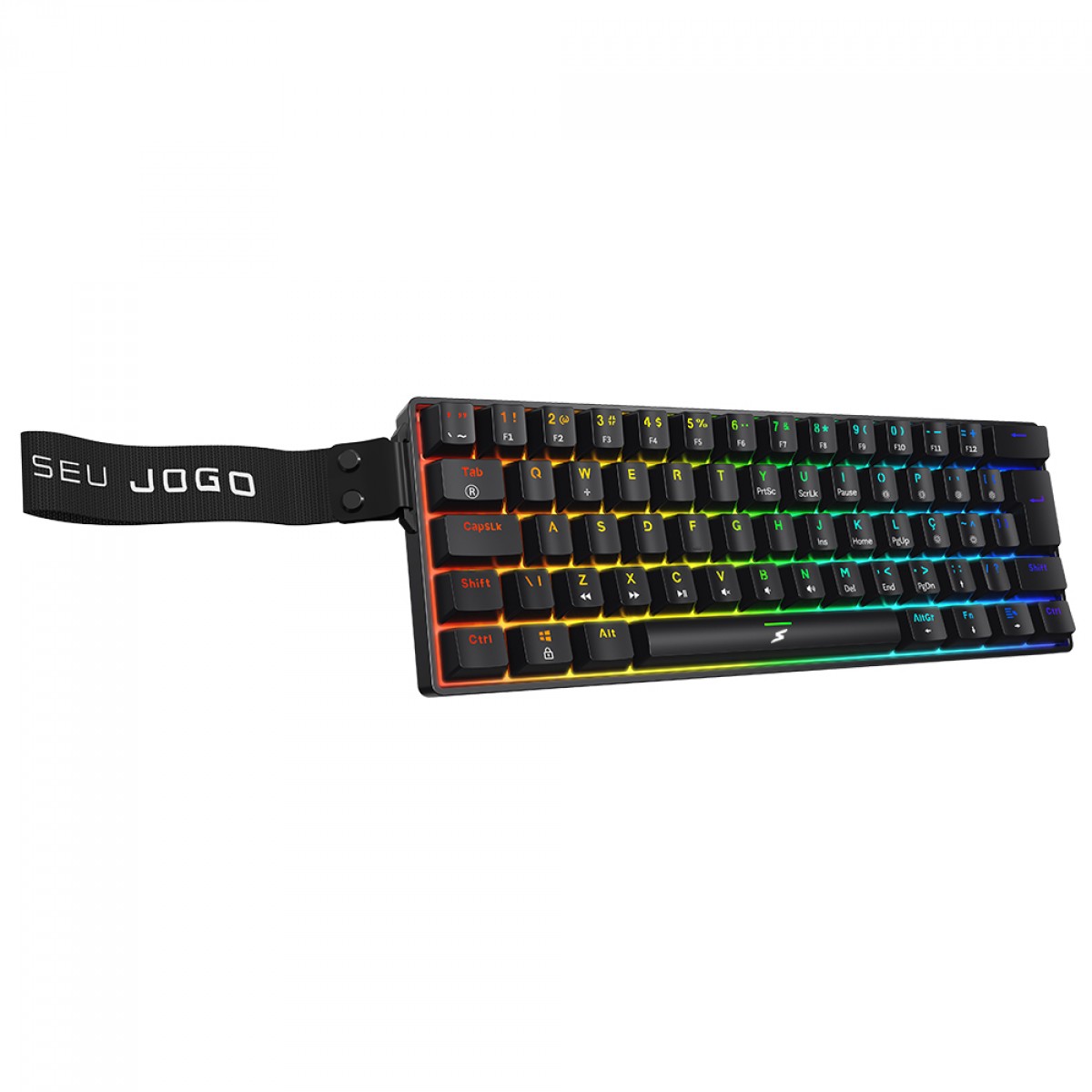 Teclado Mecânico Gamer SuperFrame Player Pro, RGB, 60%, Switch Red, USB, ABNT2, Com Alça, Preto, SF-KB-PPRD60BRUAB