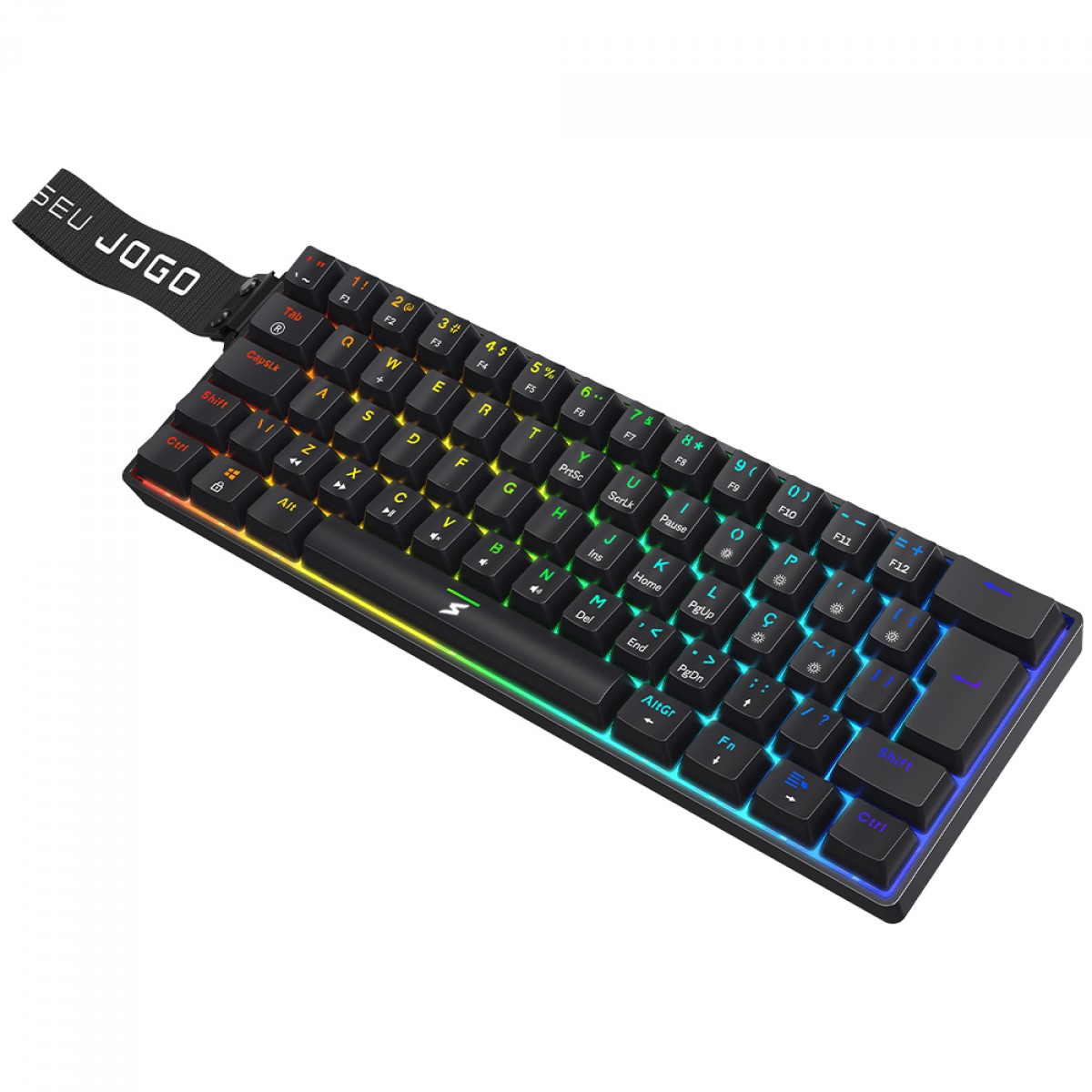 Teclado Mecânico Gamer SuperFrame Player Pro, RGB, 60%, Switch Red, USB, ABNT2, Com Alça, Preto, SF-KB-PPRD60BRUAB