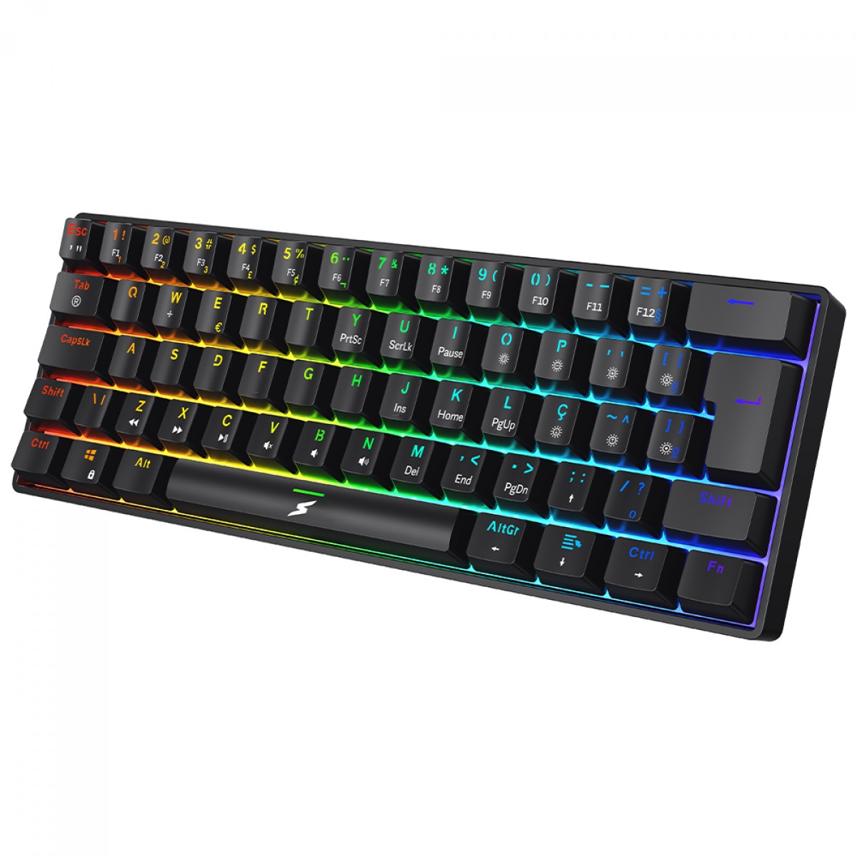 Teclado Mecânico Gamer SuperFrame Player, RGB, 60%, Switch Red, USB, ABNT2, Preto, SF-KB-PLRD60BRUAB
