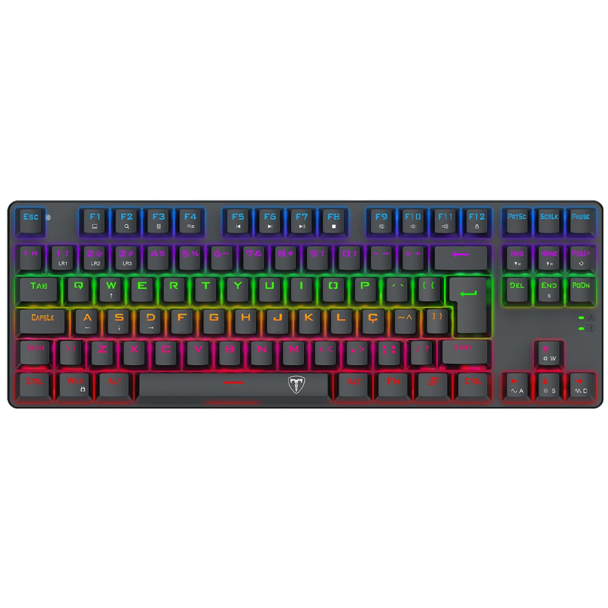 Teclado Mecânico Gamer T-Dagger Bora, Rainbow, Switch Brown, TKL, ABNT2, Preto, T-TGK313-BR