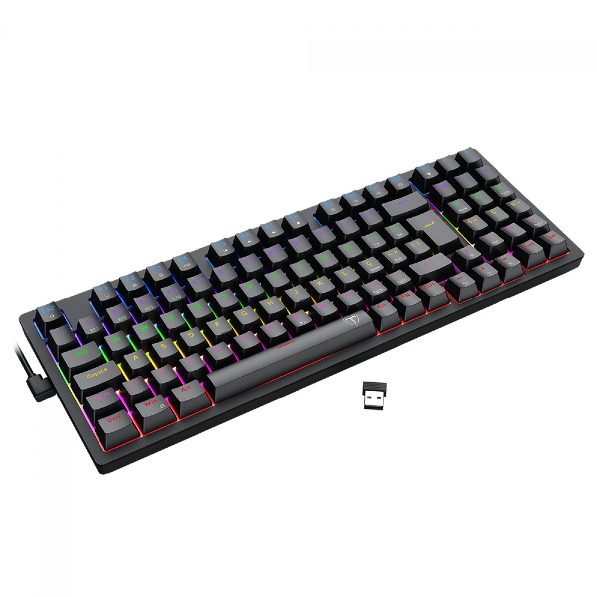 Teclado Mecânico Gamer T-Dagger Holysword, Rainbow, Wireless/Bluetooth, Switch Brown, ABNT2, Preto, T-TGK331-BR - Open Box