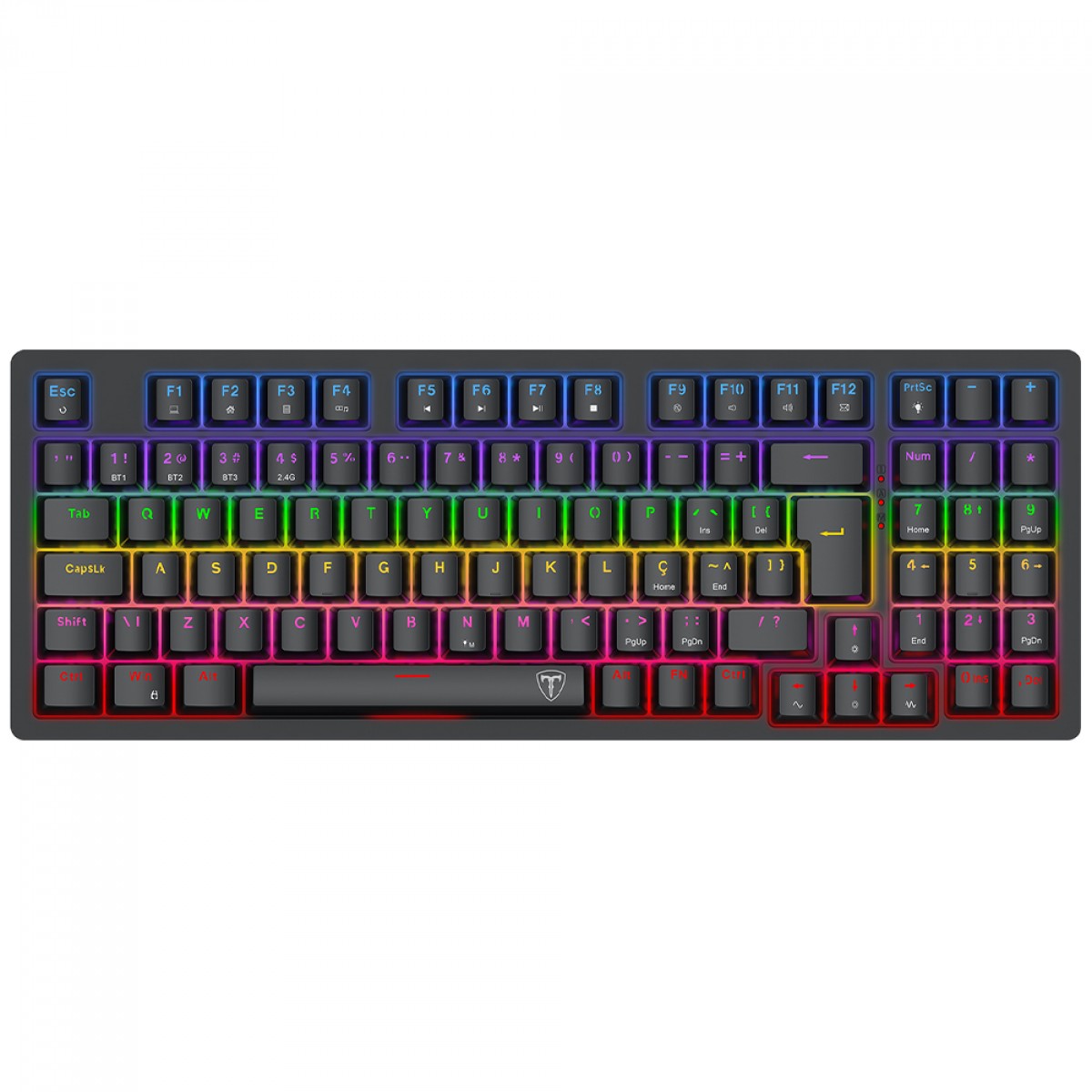 Teclado Mecânico Gamer T-Dagger Holysword, Rainbow, Wireless/Bluetooth, Switch Brown, ABNT2, Preto, T-TGK331-BR - Open Box