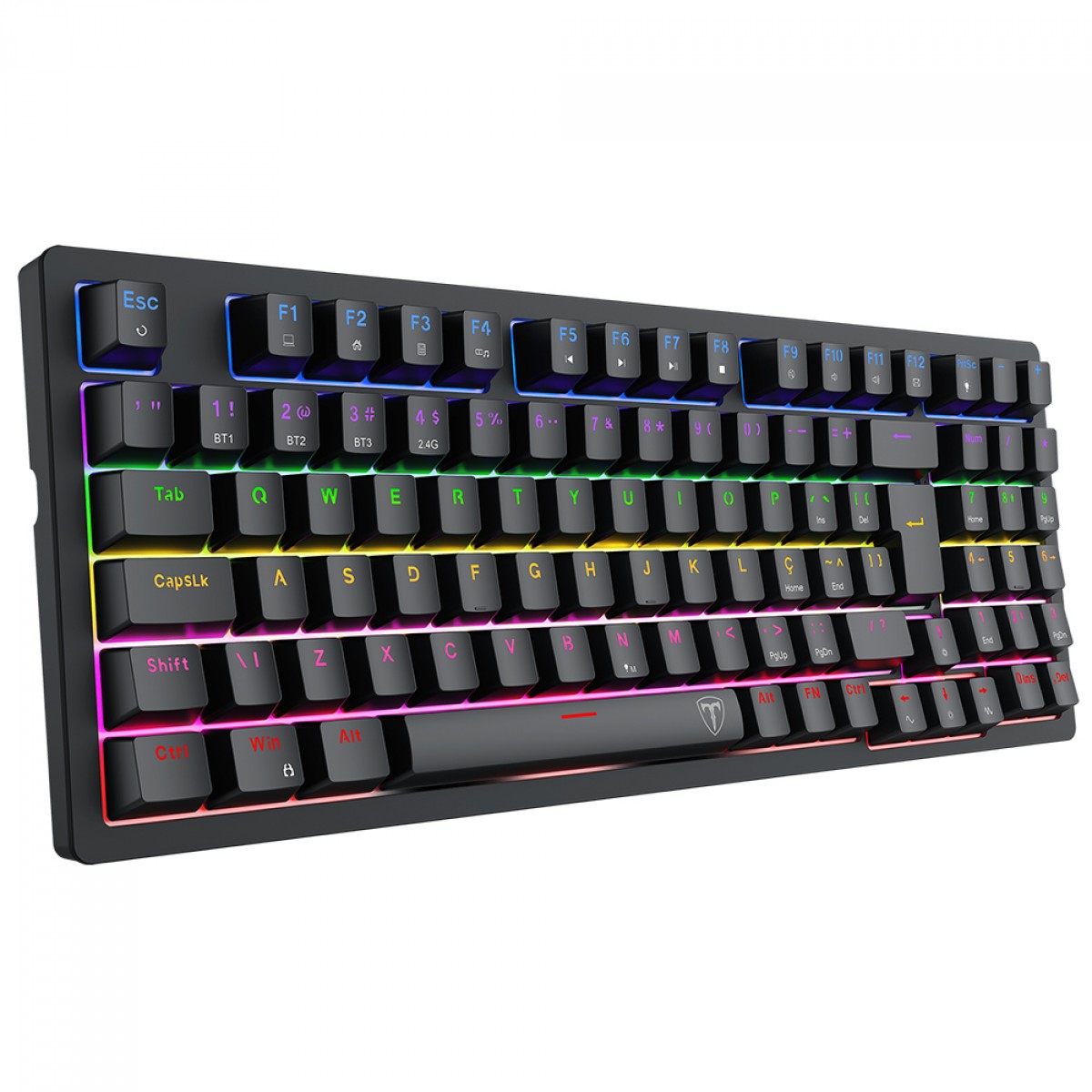 Teclado Mecânico Gamer T-Dagger Holysword, Rainbow, Wireless/Bluetooth, Switch Brown, ABNT2, Preto, T-TGK331-BR - Open Box