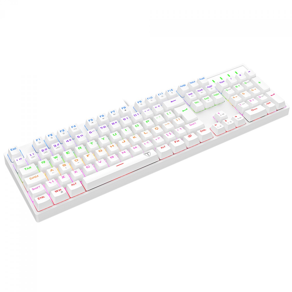 Teclado Mecânico Gamer T-Dagger Rebel, Rainbow, Switch Brown, Full Size, ABNT2, Branco, T-TGK328W-BR