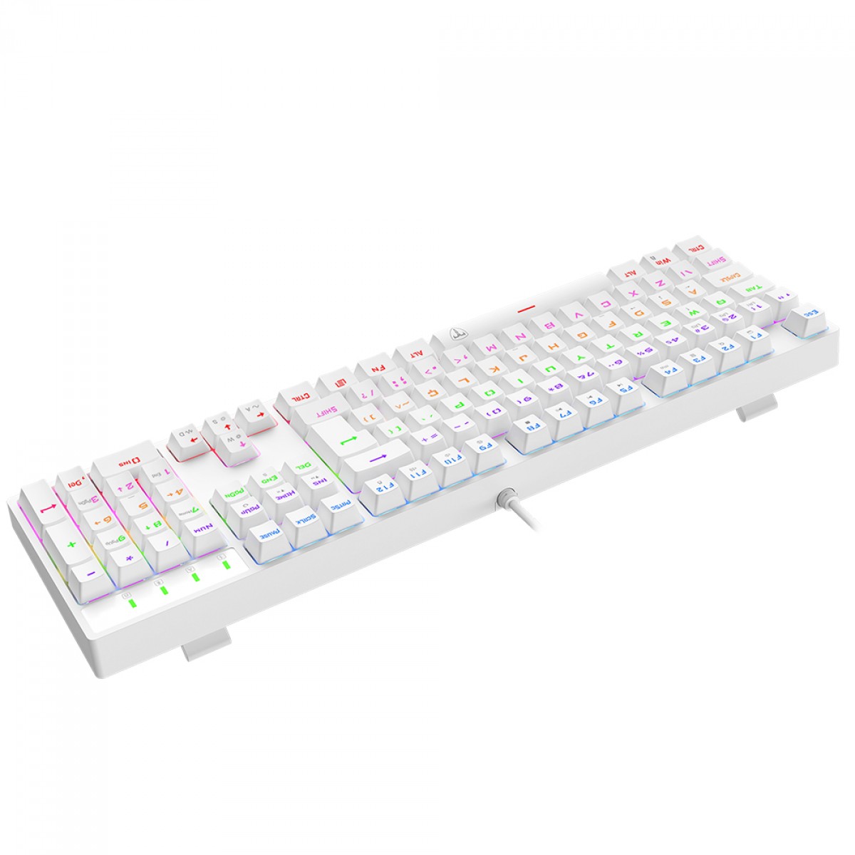 Teclado Mecânico Gamer T-Dagger Rebel, Rainbow, Switch Brown, Full Size, ABNT2, Branco, T-TGK328W-BR