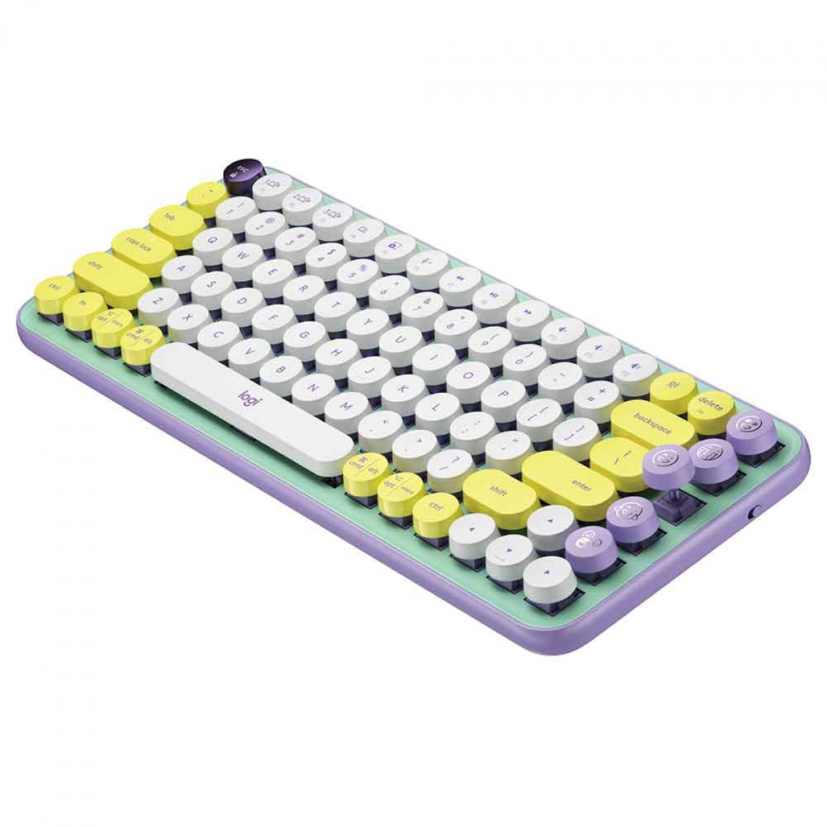Teclado Mecânico Logitech Pop Keys, Sem Fio, Tátil, ANSI, Bluetooth, Switch Brown, Lilás, 920-010711