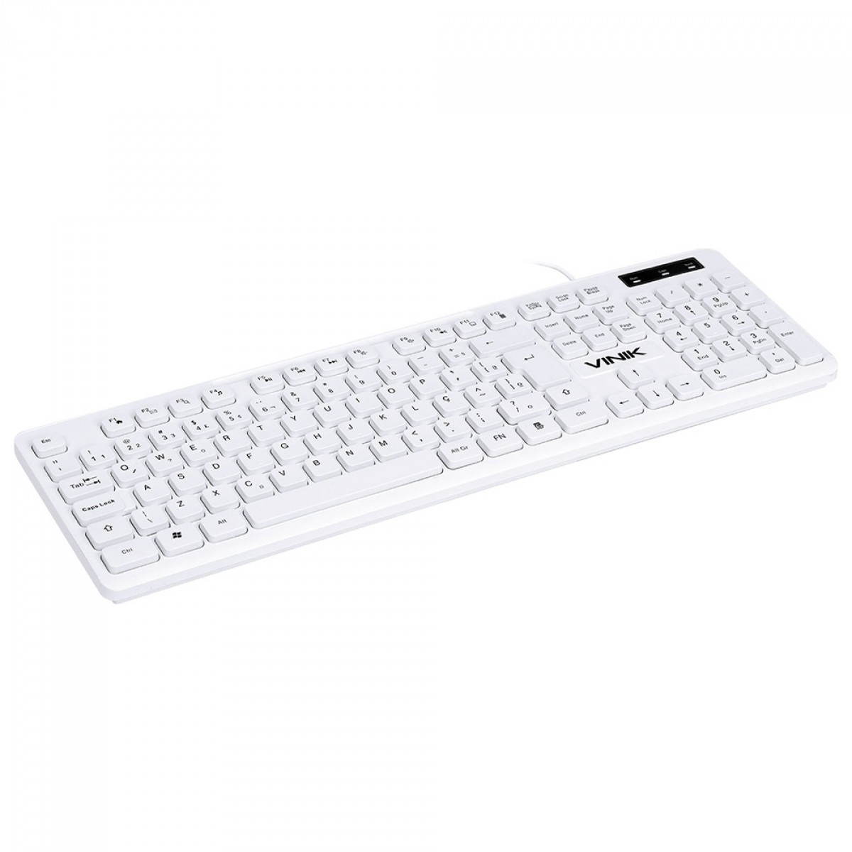 Teclado Slim Vinik Chocolate, Membrana, USB, Slim, ABNT2, Branco, TCB200 - Open Box